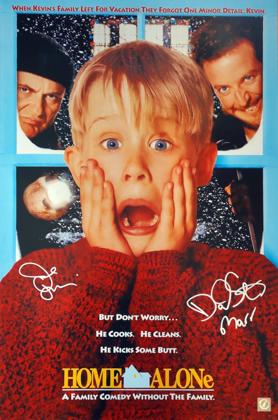 Joe Pesci & Daniel Stern Autographed HOME ALONE 16X24 Movie Poster ASI Proof