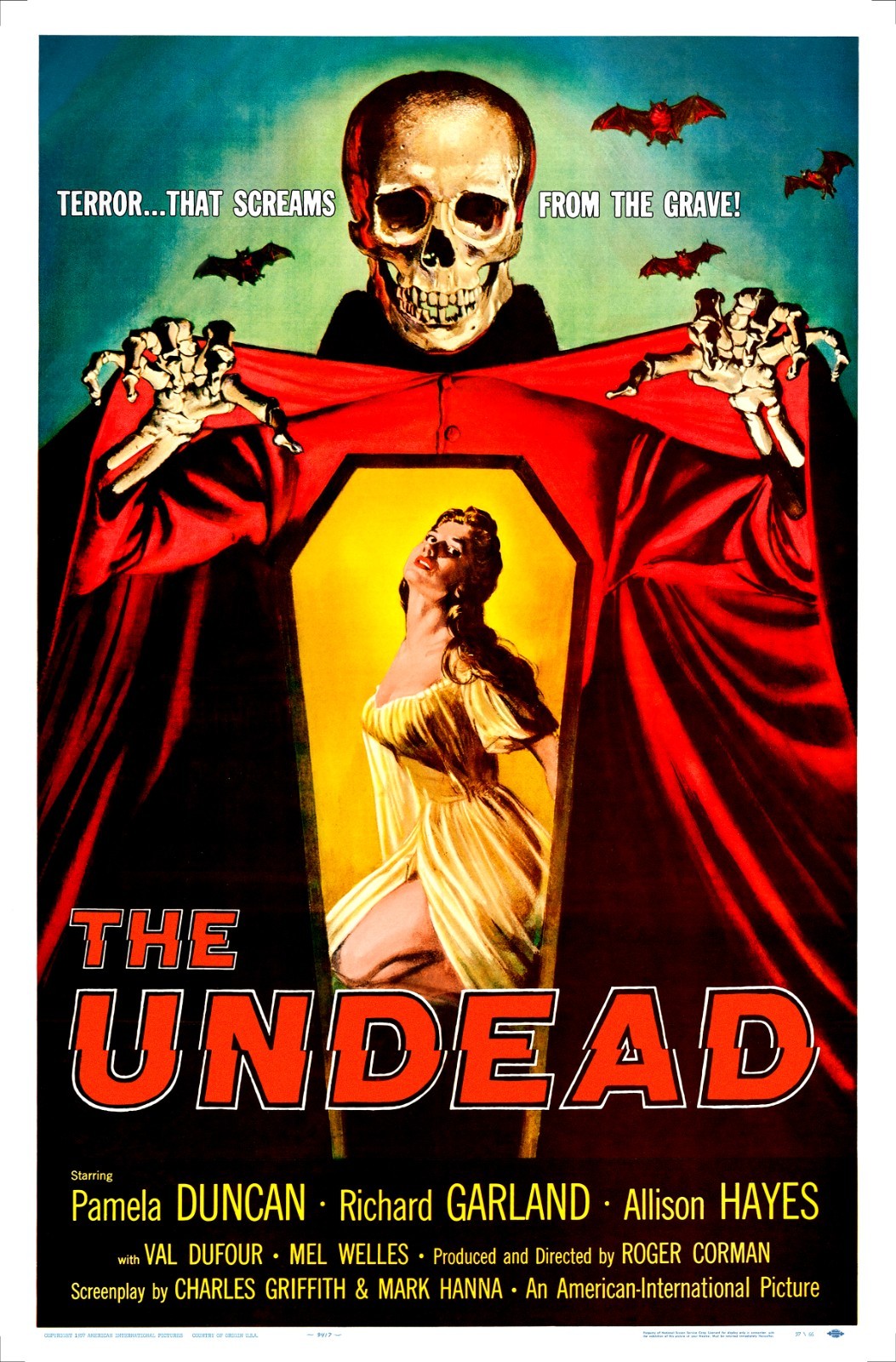 THE UNDEAD (1957) 27″x41″ Corman classic one sheet horror movie poster!