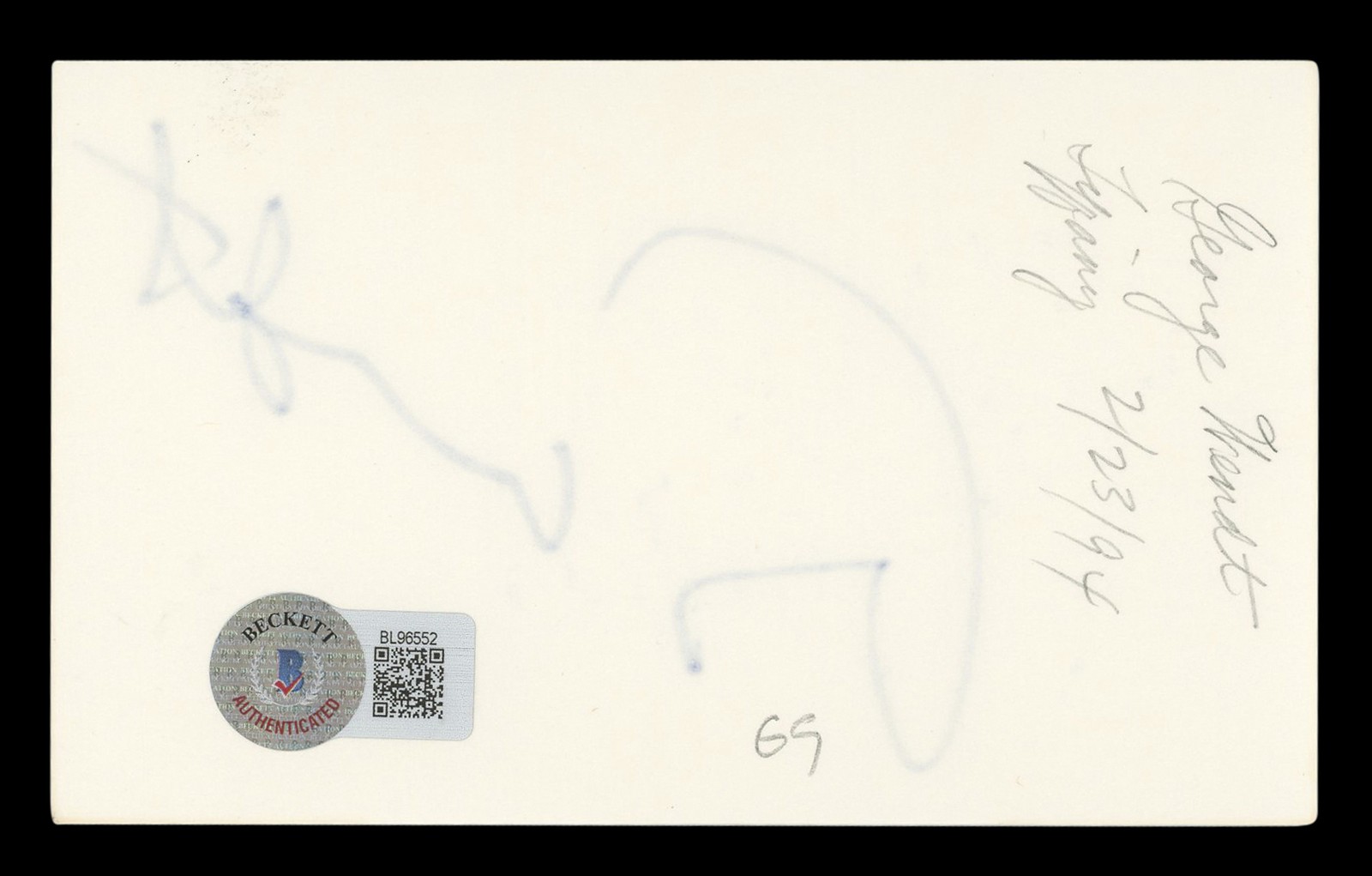 George Wendt Cheers Authentic Signed 3×5 Index Card Autographed BAS #BL96552