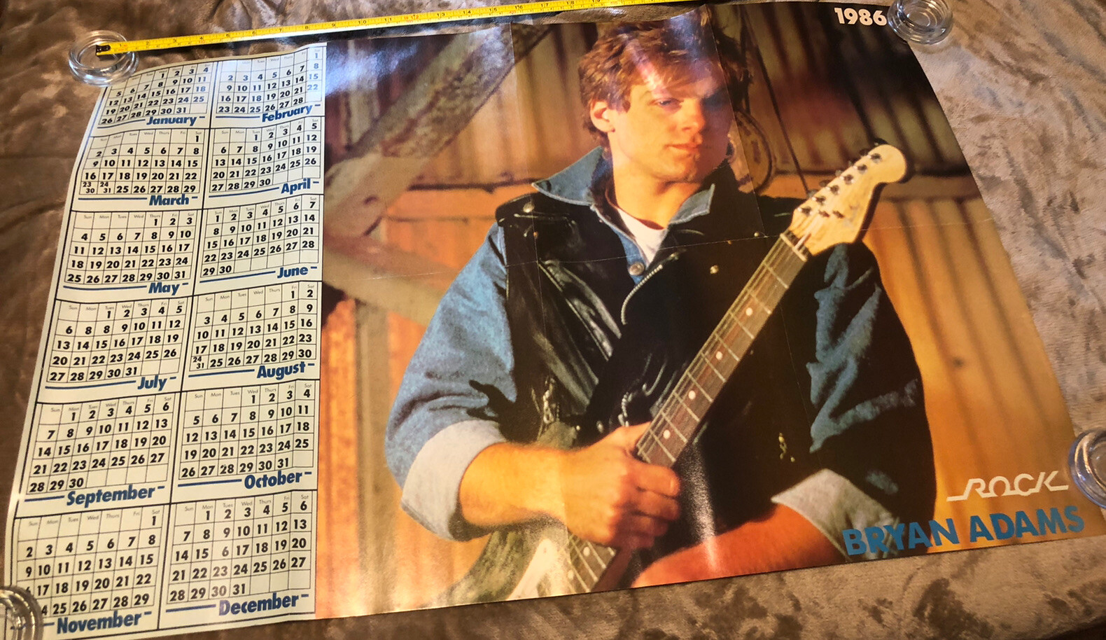 MADONNA Bryan Adams Poster CALENDAR 1986 2 Sided 31x 21”