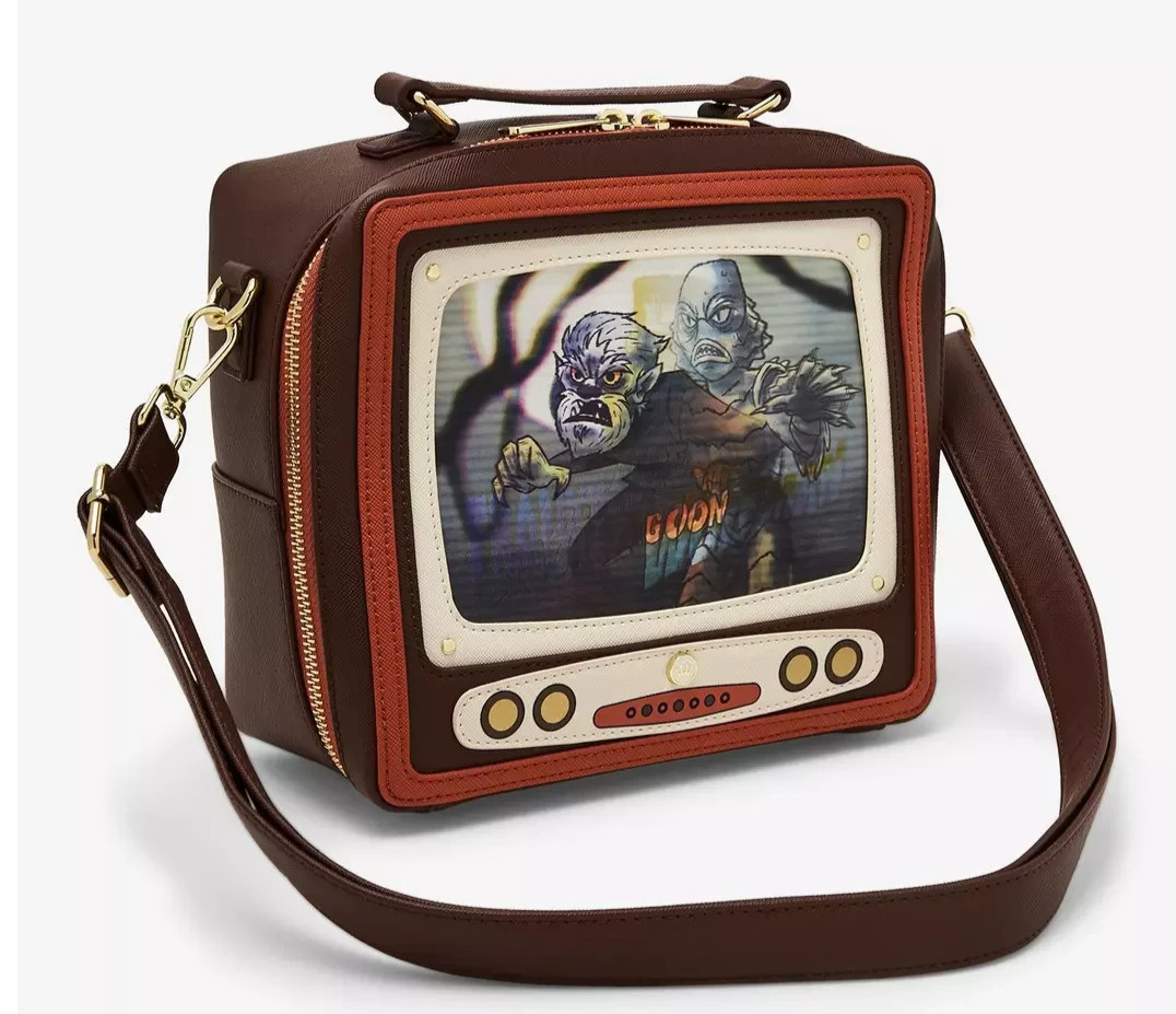 Loungefly Universal Monsters Retro Television Figural Lenticular Crossbody Bag