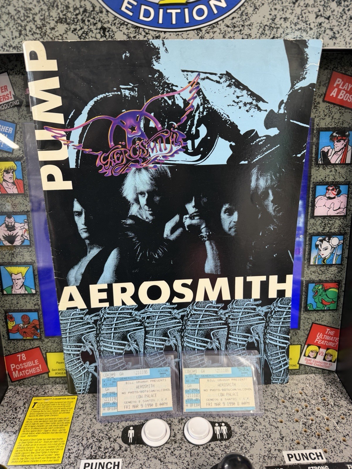 1990 Aerosmith Pump Concert Tour Program Magazine Steven Tyler + 2 Ticket Stubs