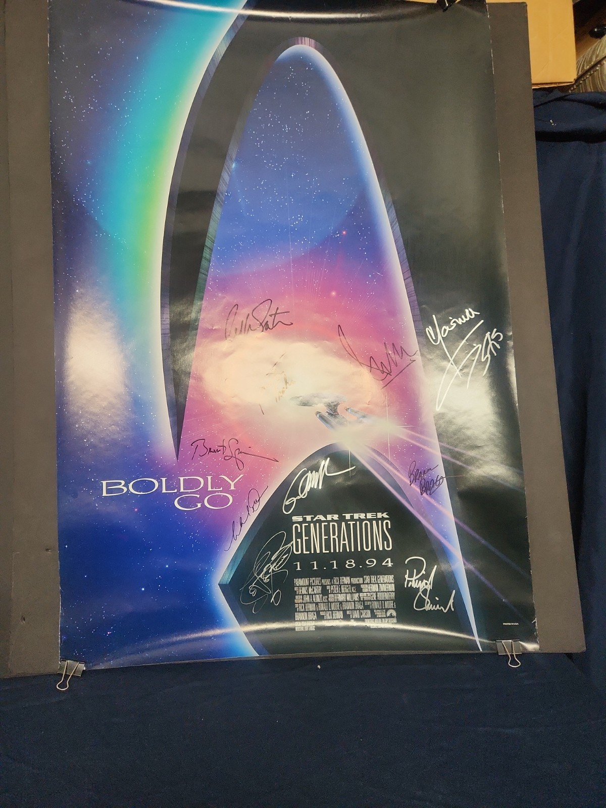 Star Trek Generations Orignal Poster 27×40 Shatner Stewart Cast Signed X10