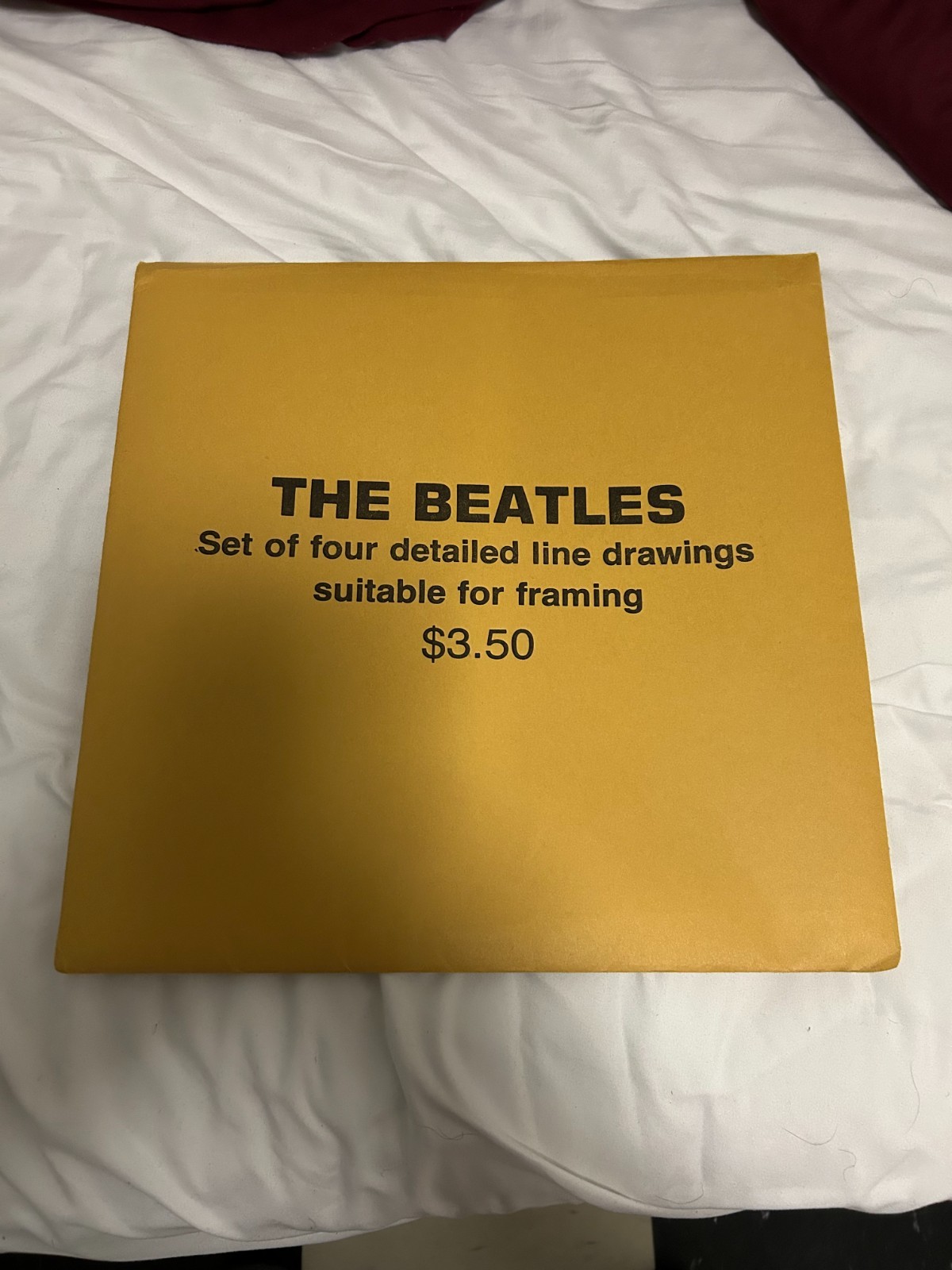 Circa 1964 The Beatles Set of 4 In Envelope 12 1/2 X 12 1/2 Line Drawings NRMT