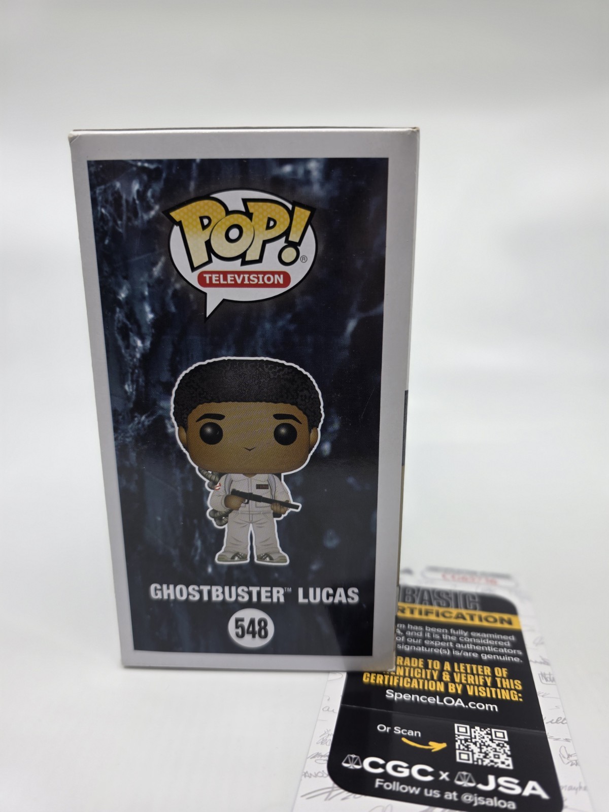 Funko Pop Stranger Things Ghostbuster Lucas Caleb McLaughlin Signed JSA w/ Quote