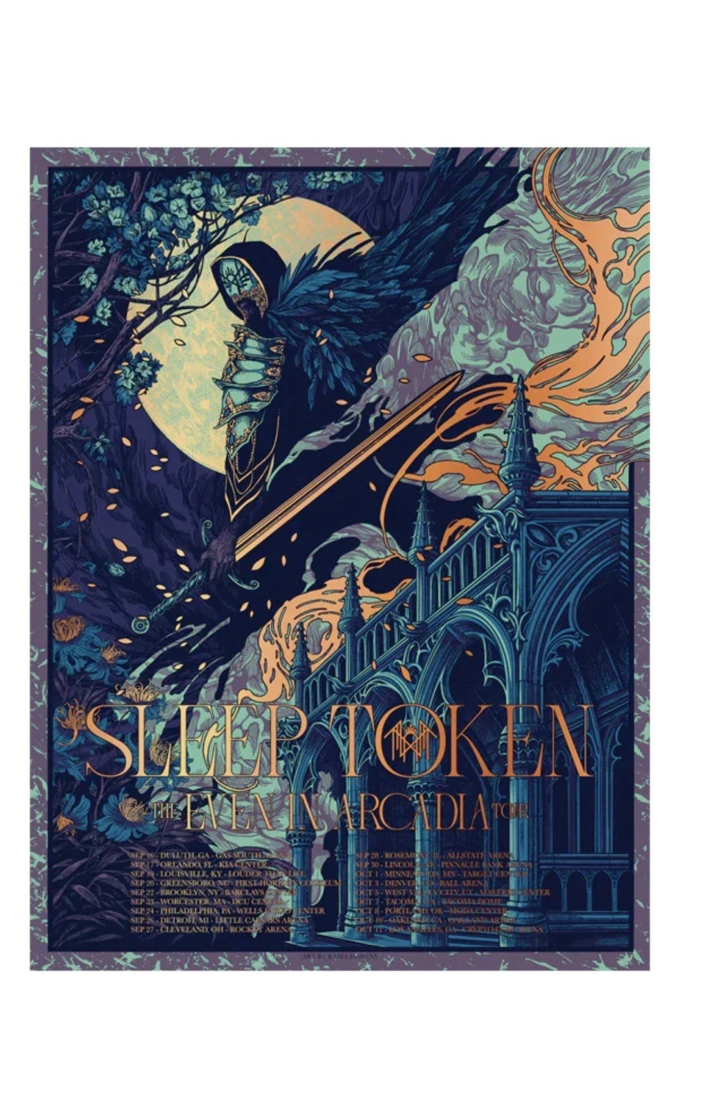 Sleep Token Gold Foil Poster Even In Arcadia Tour Official Merch 2025 EIA