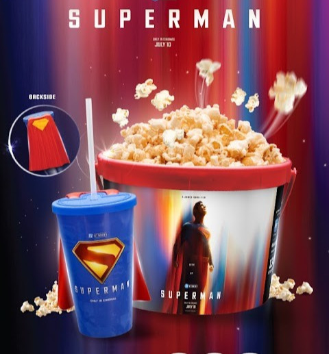 James Gunn SUPERMAN 2025 movie Plastic Cup + Popcorn Bucket set from theater