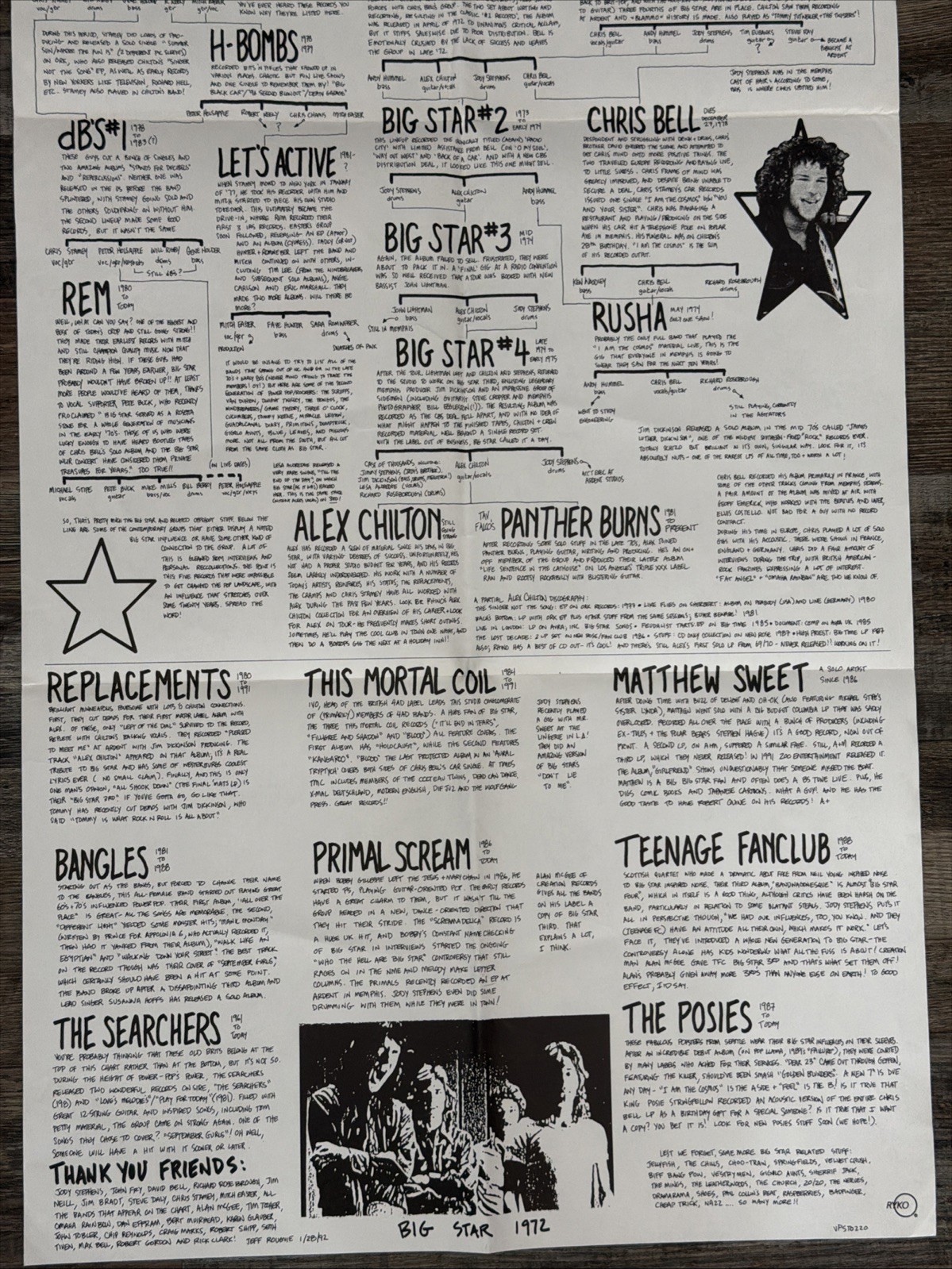 RARE BIG STAR 1992 RYKO JEFF ROUGVIE POSTER Replacements, Velvet Underground
