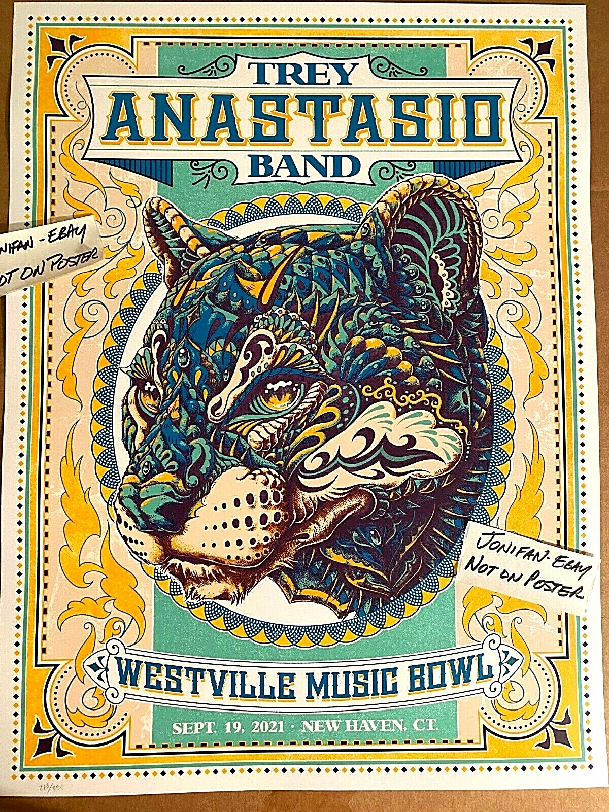 Trey Anastasio TAB Westville New Haven 2021 SHOW EDITION Poster #/350 Ben Kwok