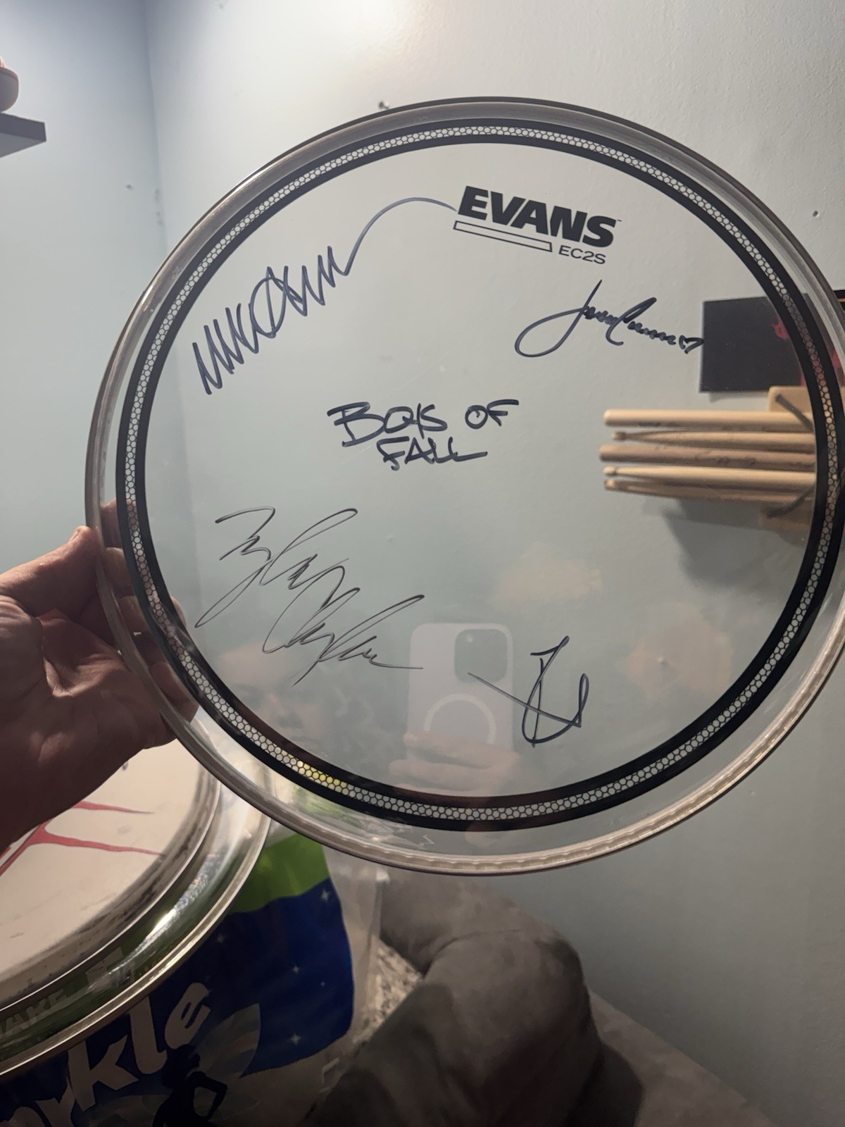 Boys of Fall autographed drum head