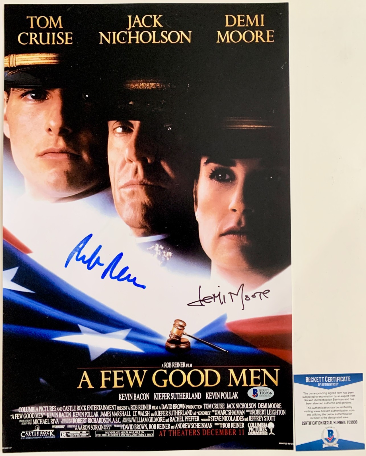Demi Moore & Rob Reiner Signed A Few Good Men 11×17 Movie Poster Beckett COA
