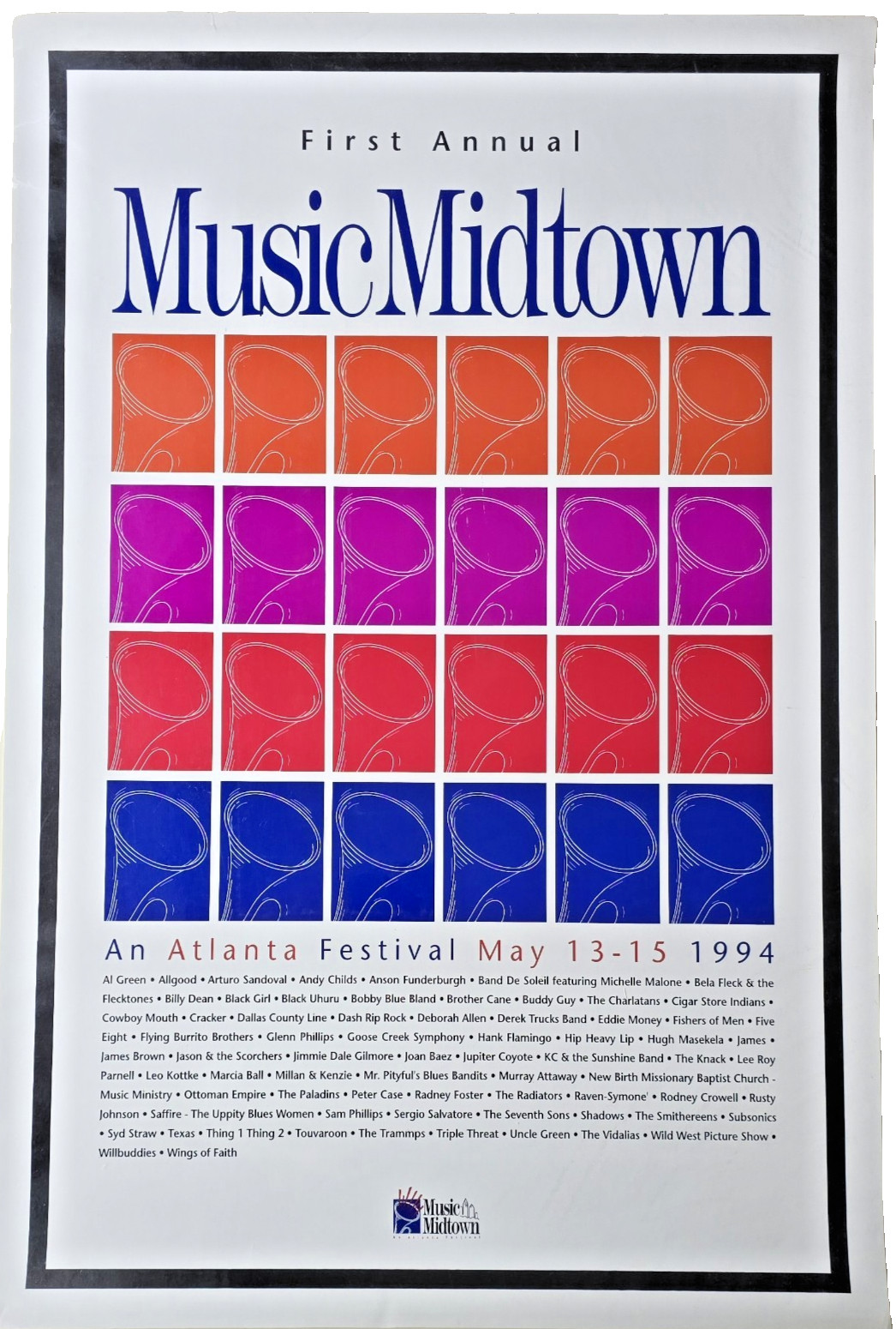 1994 Music Midtown Poster Atlanta First Annual Festival Al Green Buddy Guy RARE