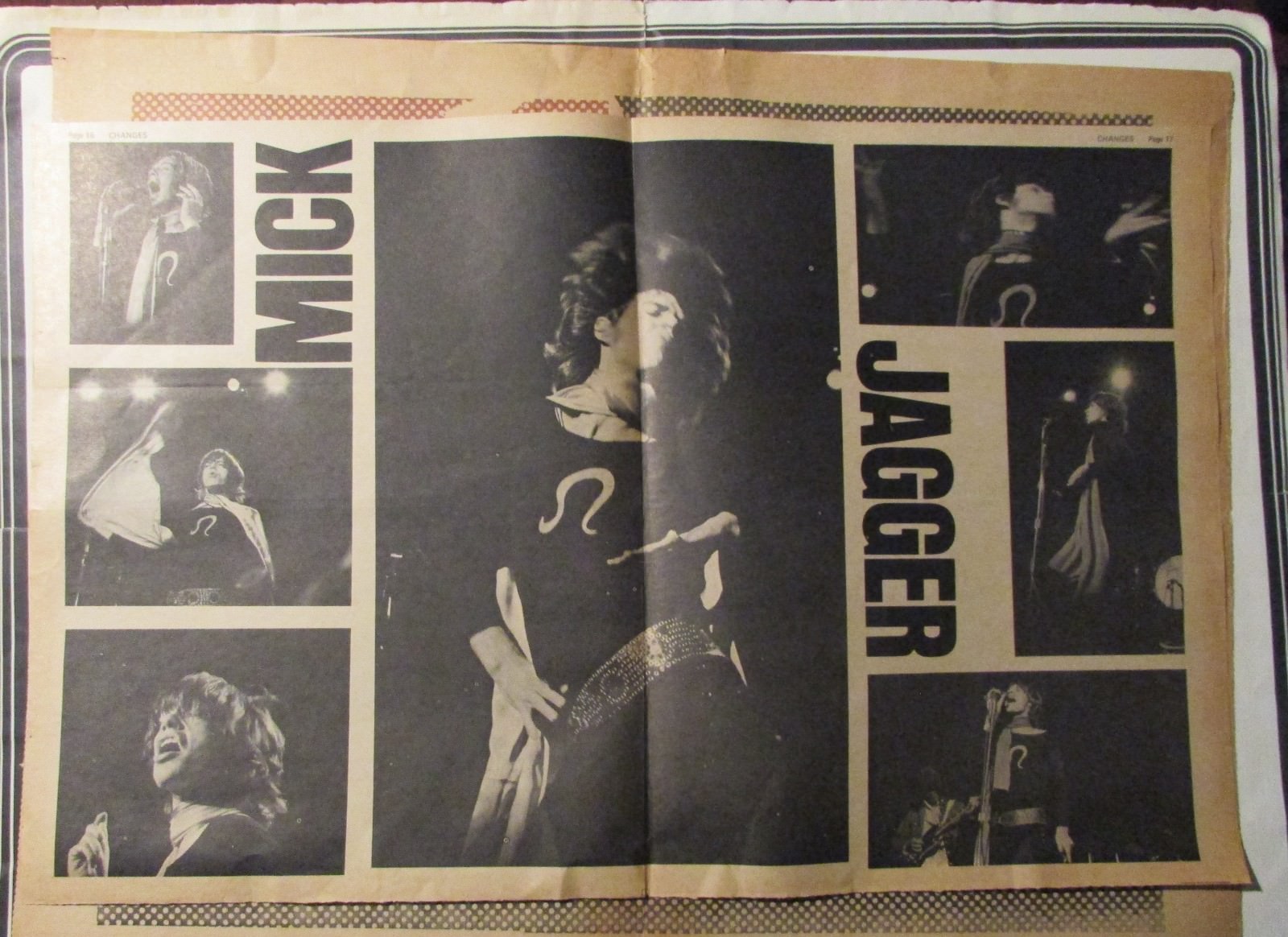 1970’s Changes MICK JAGGER Rolling Stones Centerfold 22×15 Poster VG 4.0