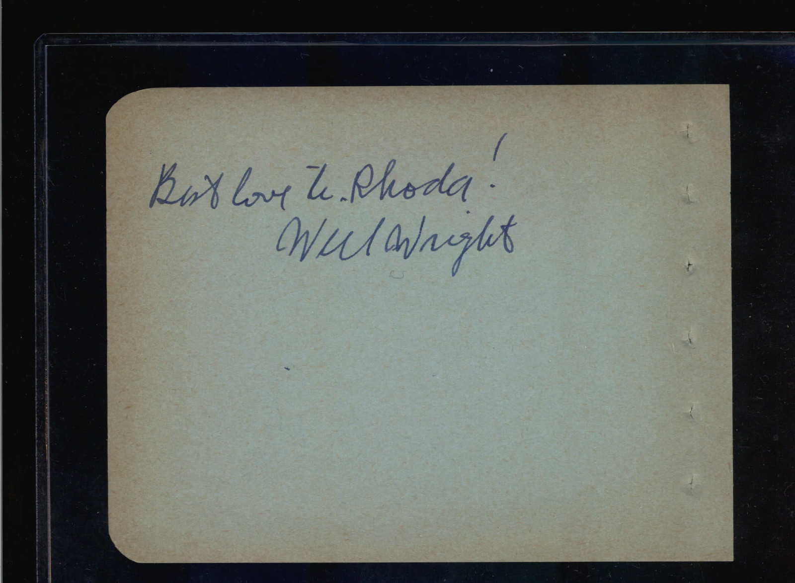 Will Wright – Dual Signed Autograph Book Page – Andy Griffith – Character Actor