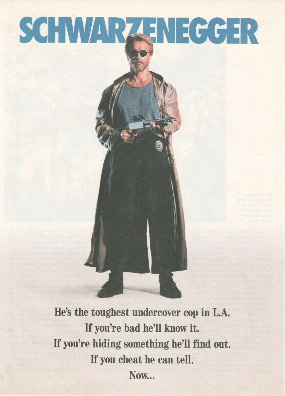 KINDERGARTEN COP vintage print ad 1990 People magazine SCHWARTZENEGGER 2 pages