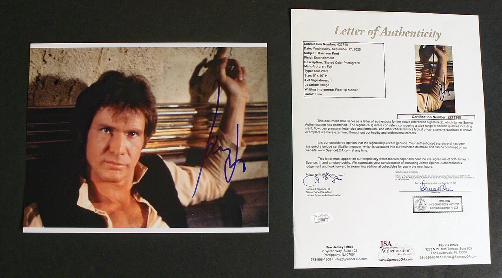 HARRISON FORD SIGNED & JSA Certified 8×10 Star Wars Han Solo Photo