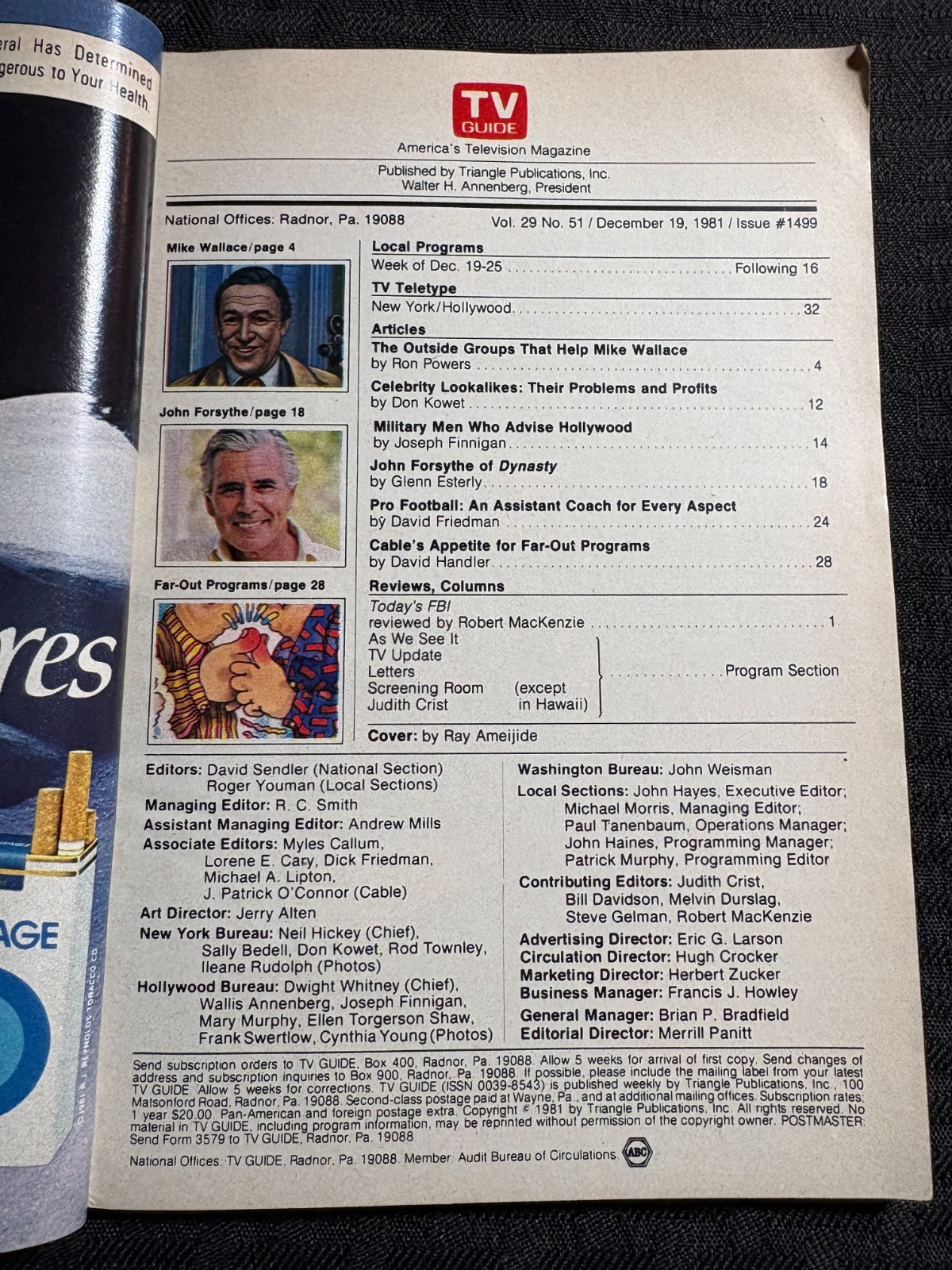 1981 Dec 19-25 TV GUIDE Magazine VG 4.0 Merry Christmas / C. Indiana Edition