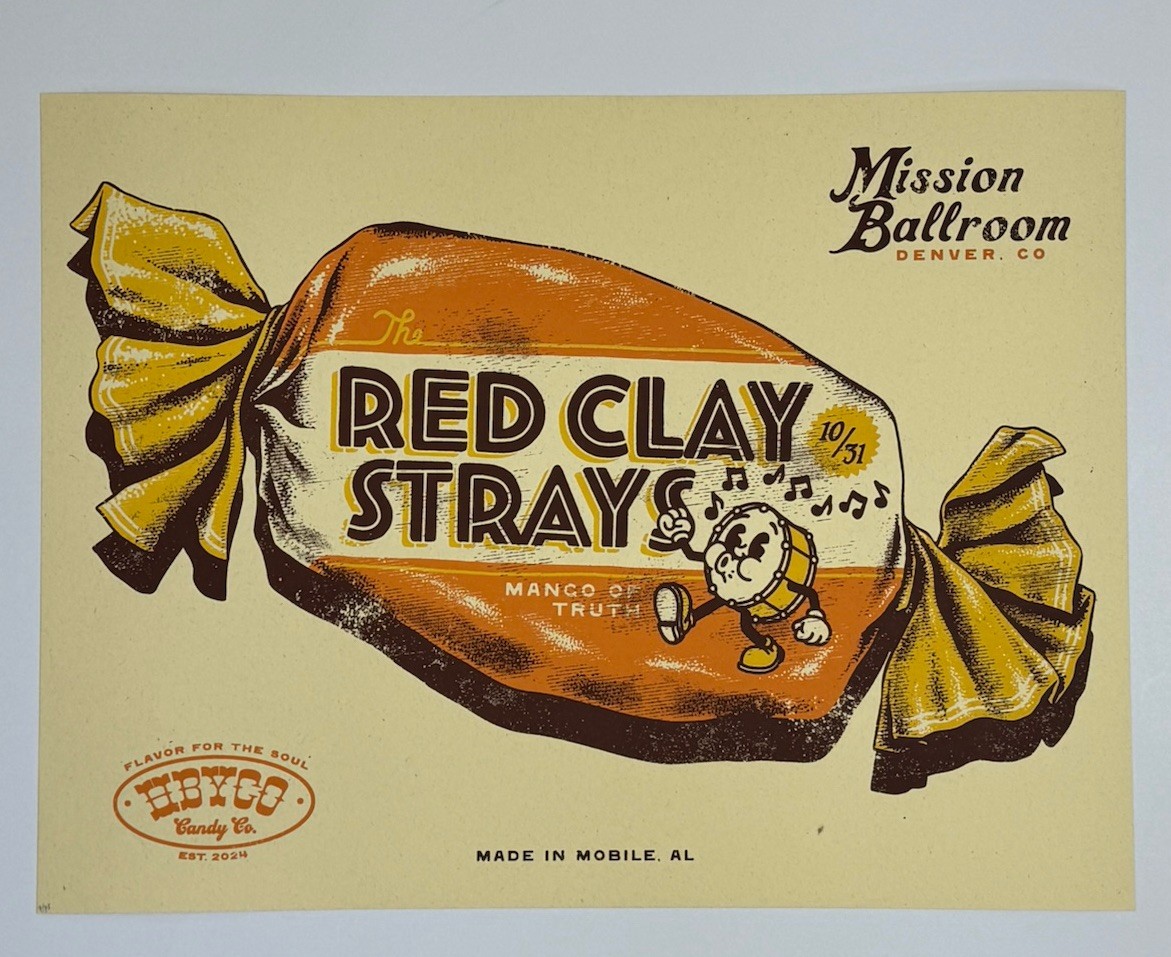 The Red Clay Strays Poster Mission Denver 10/31/24 Silkscreen #’d Show Edtn X/75