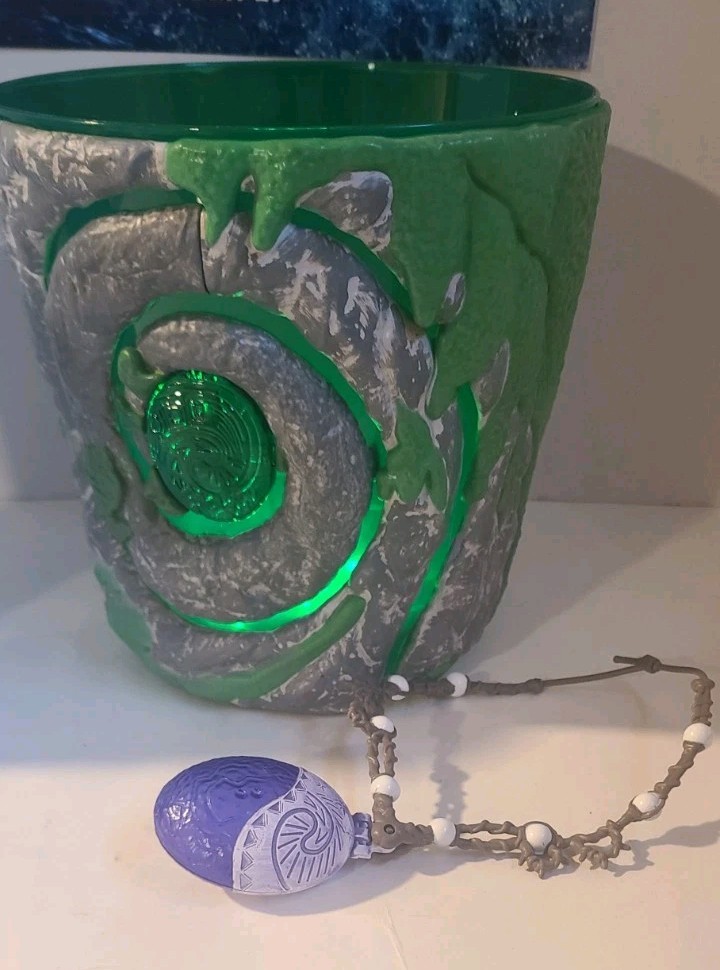 New Disney Live Action Moana Heart Te Fiti Necklace Popcorn Bucket Cup LED Lot