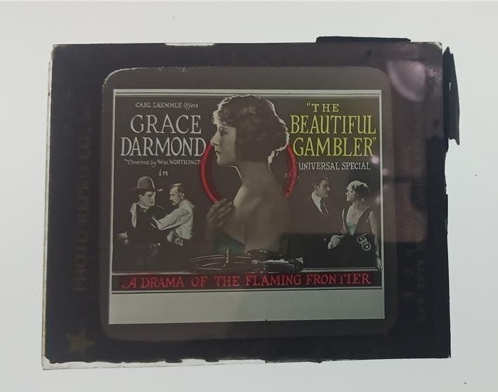 MAGIC LANTERN GLASS SLIDE 1921 SILENT MOVIE THE BEAUTIFUL GAMBLER GRACE DARMOND
