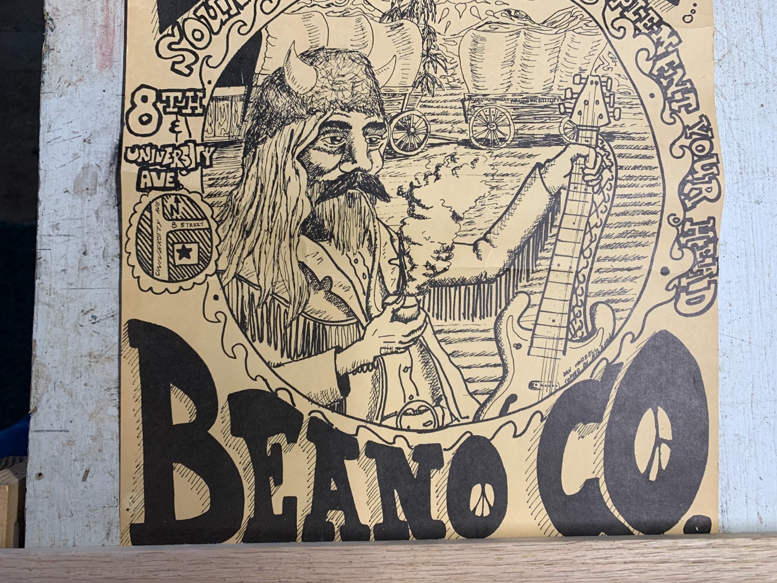 Vintage 1971 Counterculture/College HeadShop Poster- Buffalo Beano, Lubbock, TX