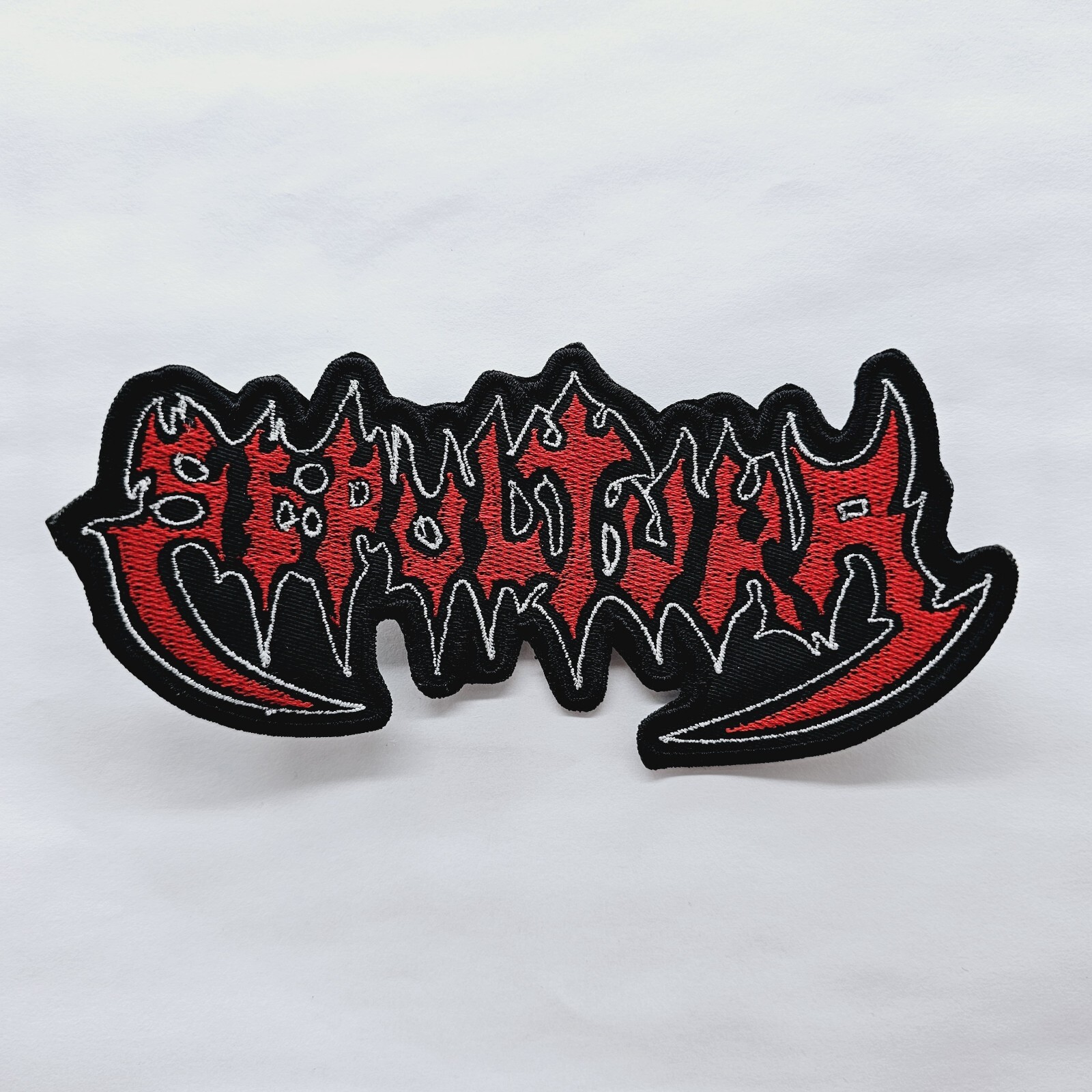 Sepultura Red White Old Logo Shaped EMBROIDERED PATCH