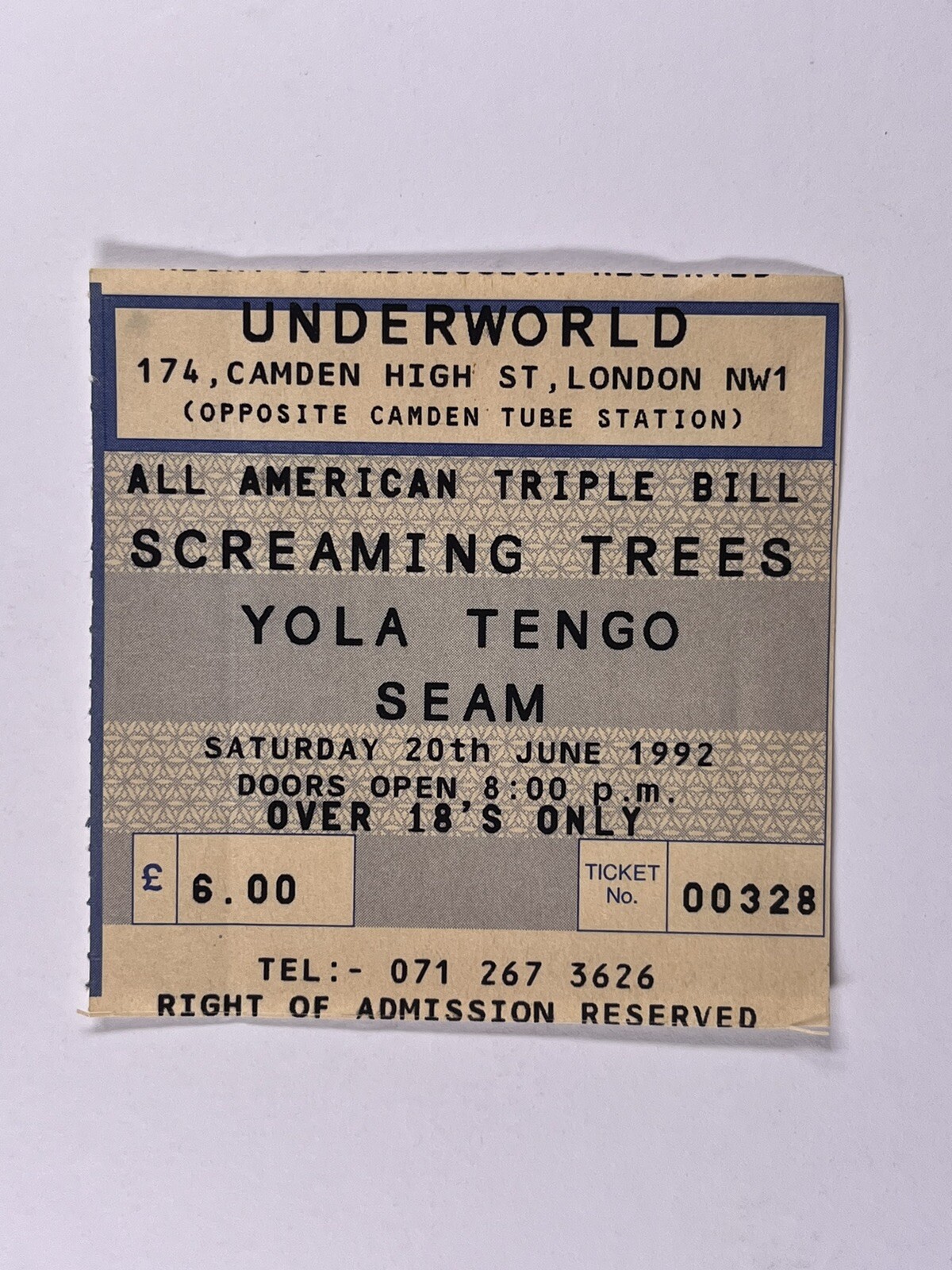 Yola Tengo Screaming Trees Ticket Original Underworld Camden High Street 1992