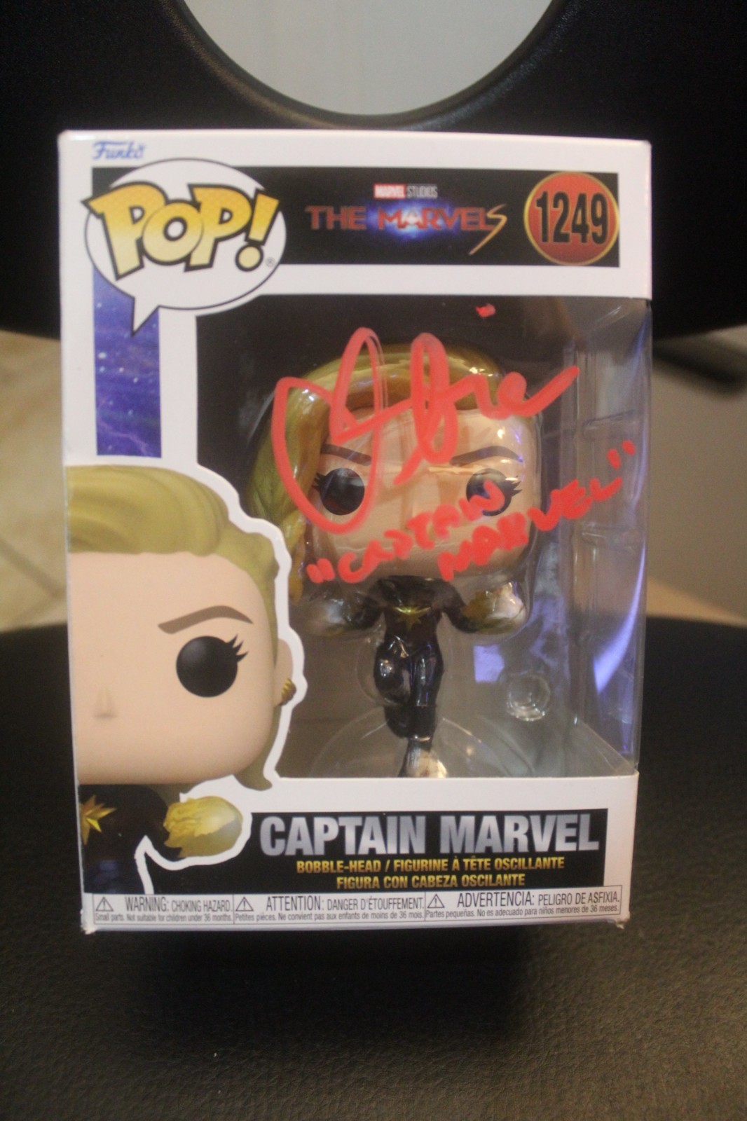 Signed Funko Pop#1249 – The Marvels – Captain Marvel, Brie Larson + COA