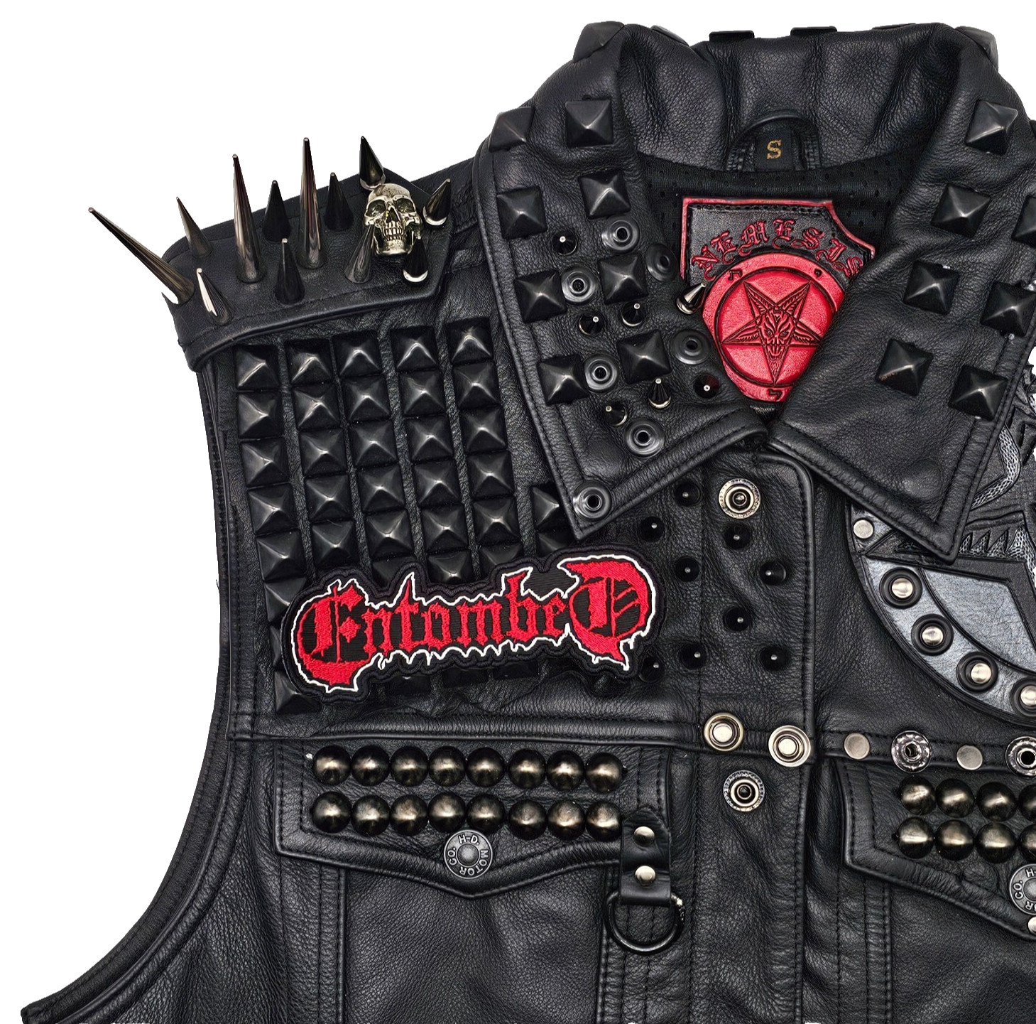 ENTOMBED RED & WHITE LOGO (shaped border) EMBROIDERED PATCH