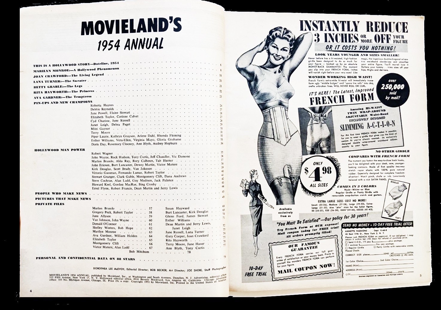 1954 Movieland’s Annual Marilyn Monroe Cover Hollywood Stars Magazine.