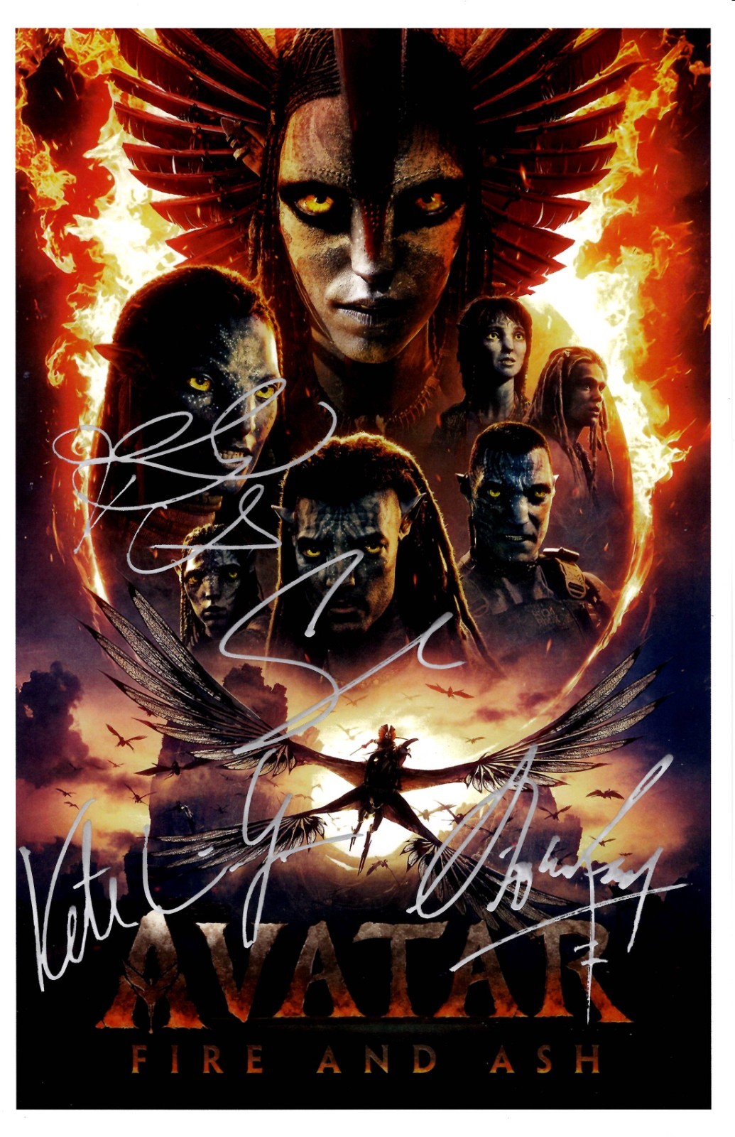AVATAR FIRE AND ASH Signed Poster 11×17 Sam Worthington, Zoe Saldaña, Stephen L