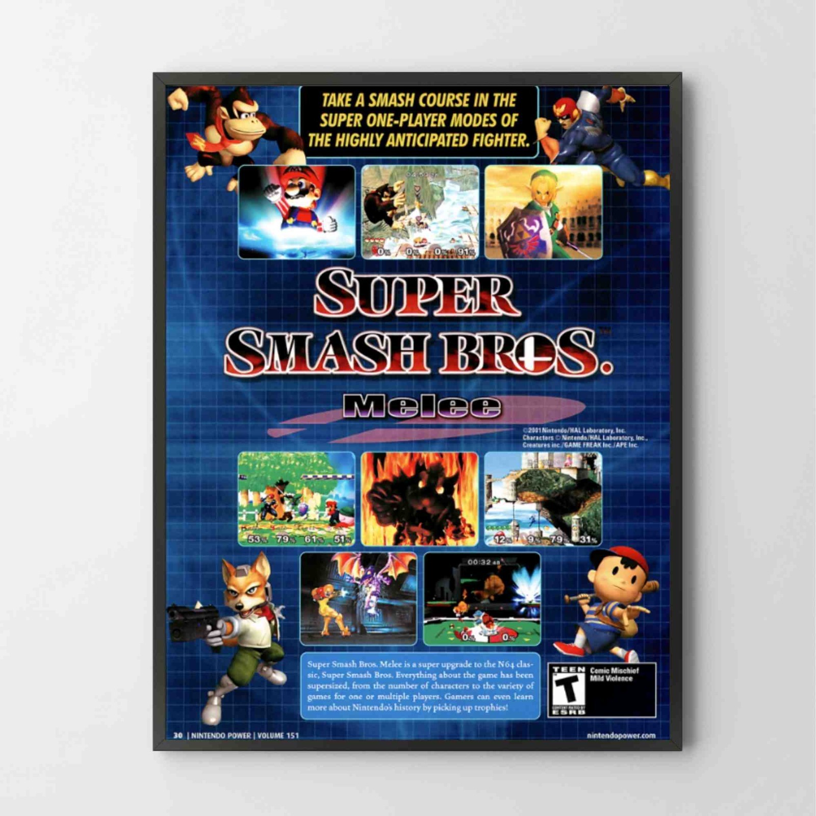 Poster Super Smash Bros. Melee Nintendo Gamecube Unframed Poster Print G2268