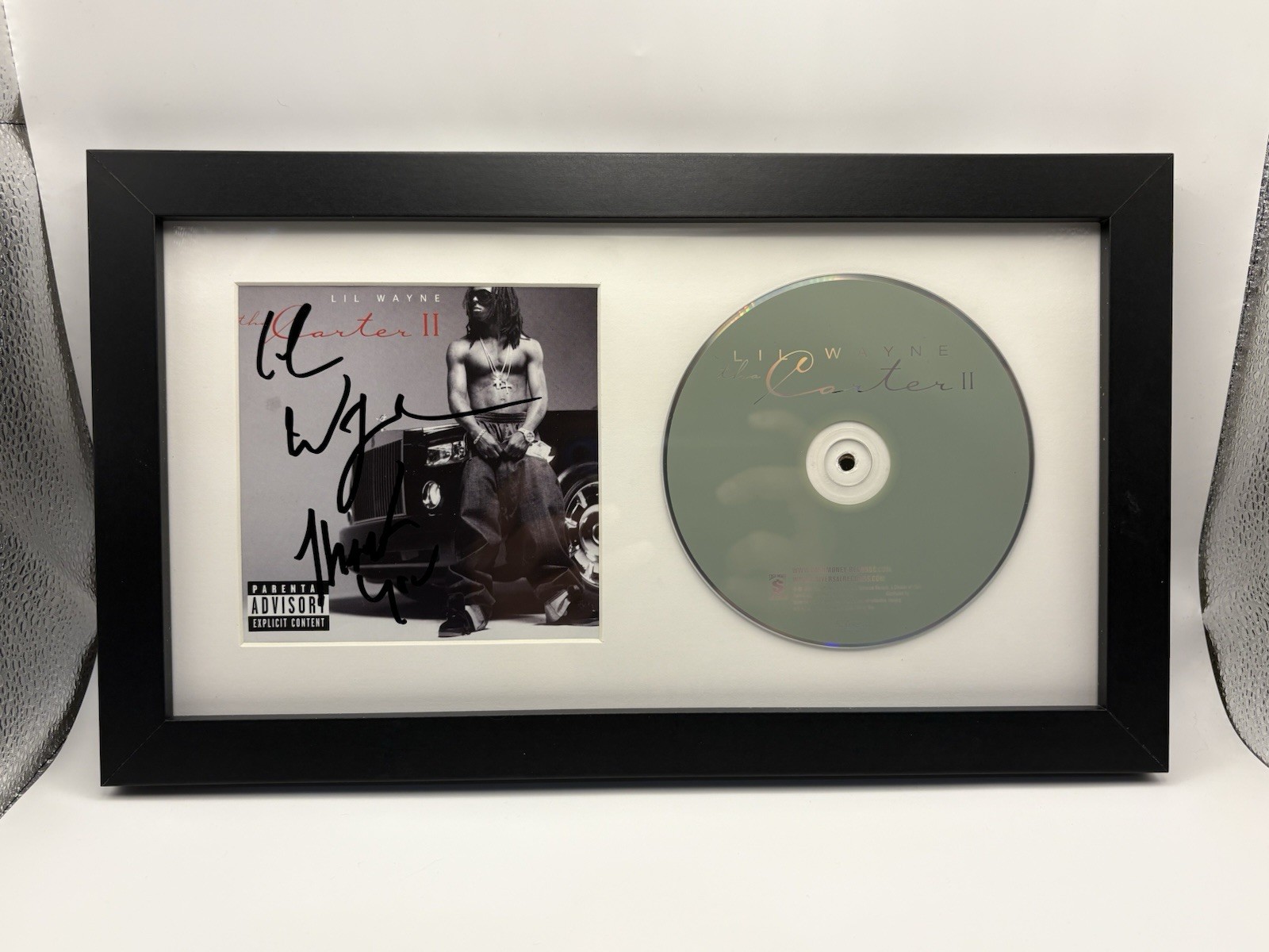LIL WAYNE SIGNED THA CARTER II 2 CD COVER FRAMED RAPPER 1 3 4 5 6 WEEZY JSA COA
