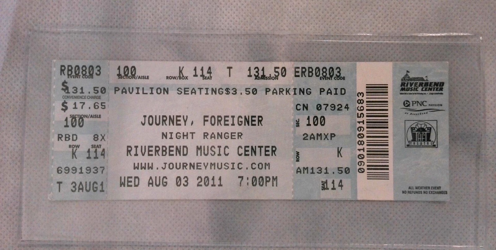 Journey, Foreigner, & Night Ranger 2011 Tour Concert Ticket – Cincinnati