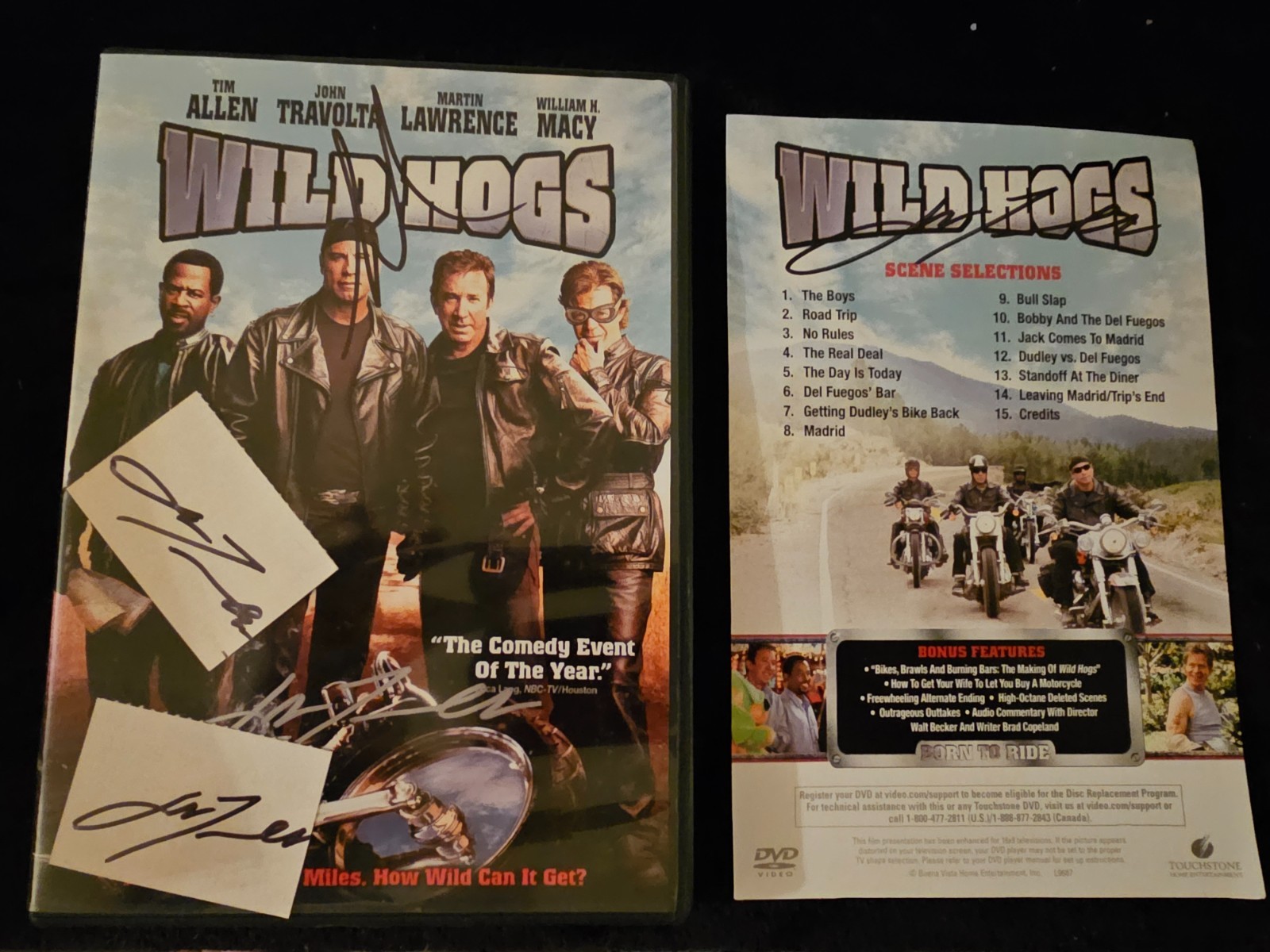 John Travolta and Tim Allen Signed DVD, Insert, & Movie Tickets from “Wild Hogs”