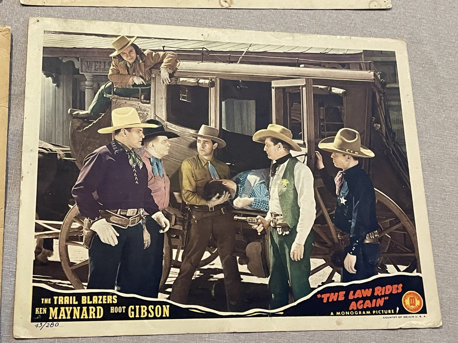 MOVIE LOBBY CARDS WESTERN HOOT GIBSON KEN MAYNARD TEXAS LAW RIDES AGAIN