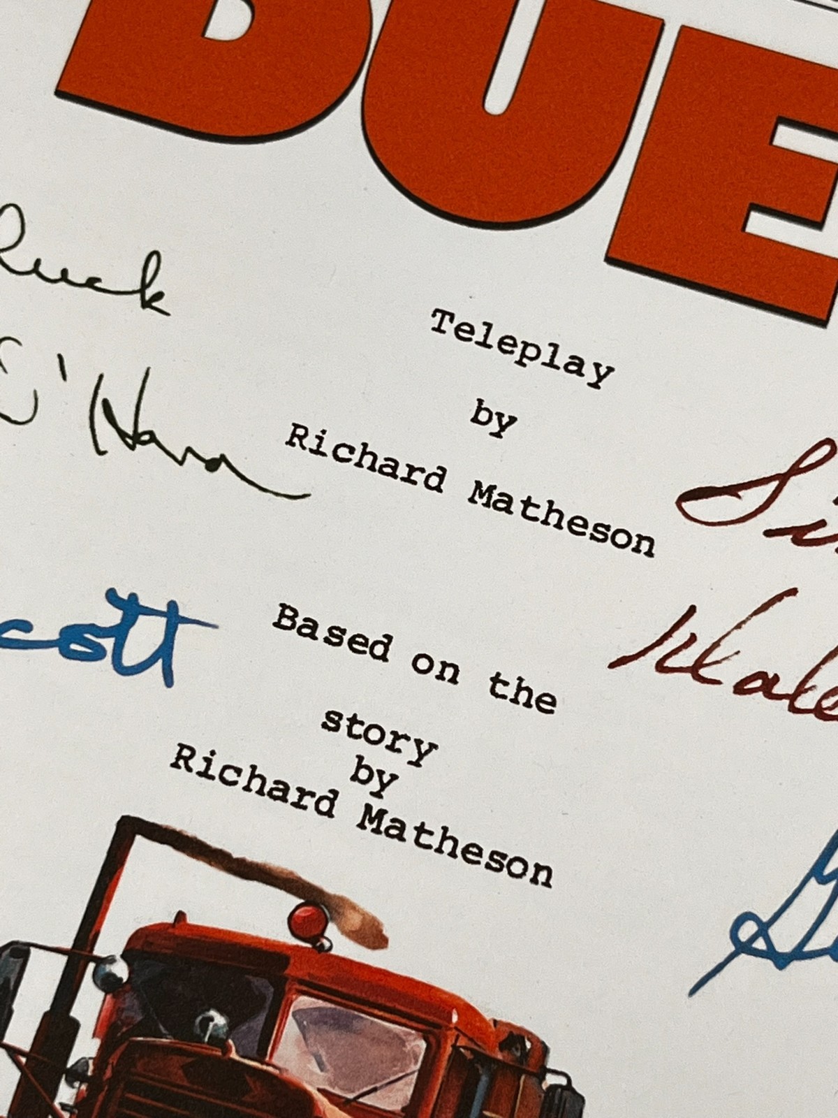 Duel Movie Script Signed- Autograph Reprints- Steven Spielberg