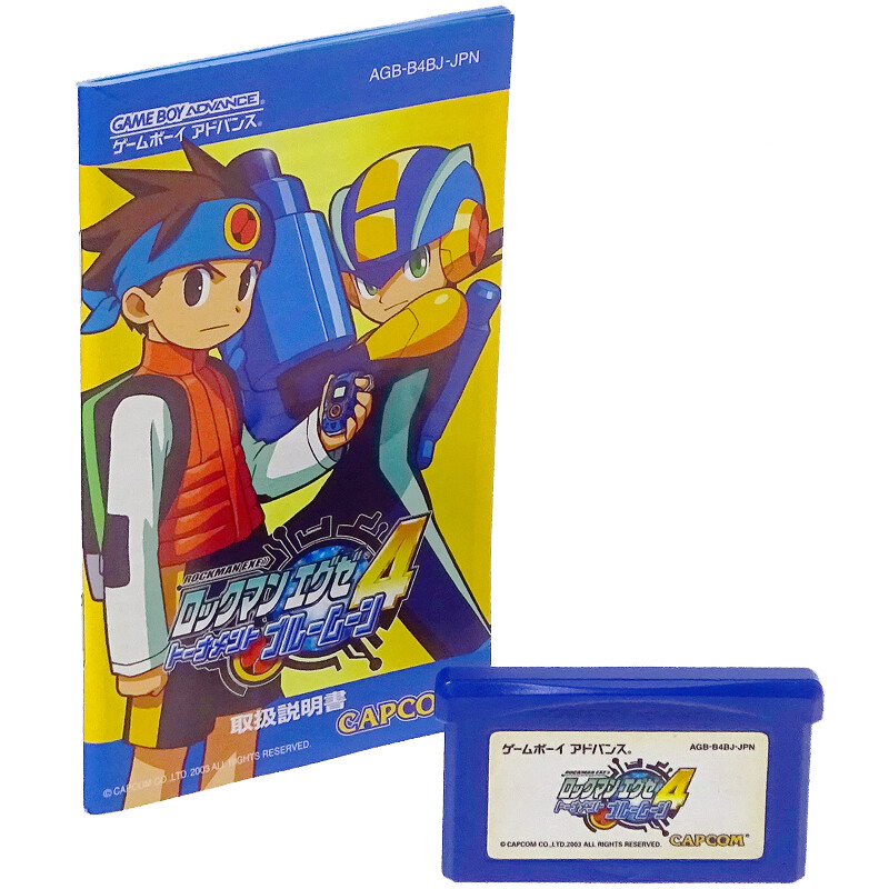 ROCKMAN EXE 4 Tournament Blue Cart + Manual Nintendo Game Boy Advance Japan GBA