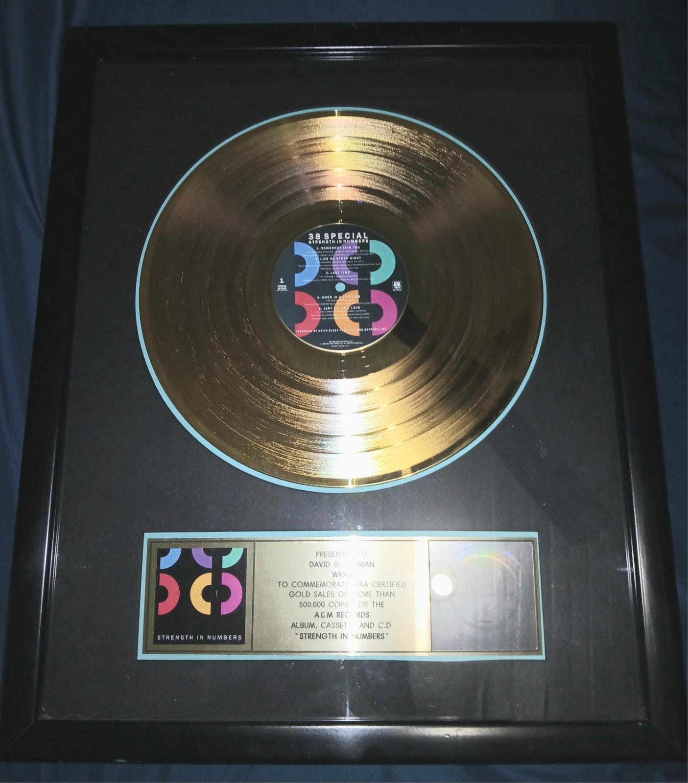38 Special RIAA HOLOGRAPH GOLD AWARD Strength In Numbers RARE 1986 VERY NICE 🎵