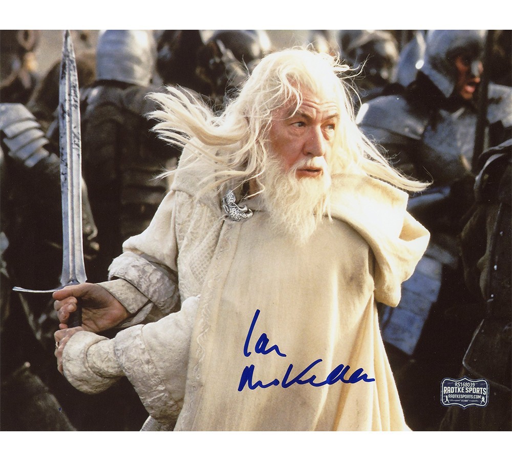 Ian McKellen Signed The Lord of the Rings Unframed 8×10 Gandalf in White Photo