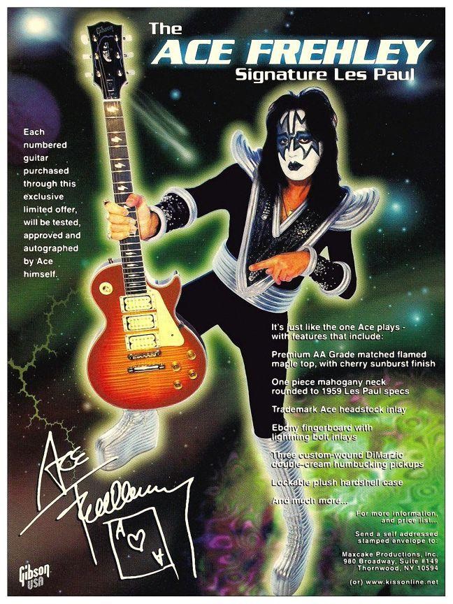 ACE FREHLEY – POSTER – KISS Gibson 1959 Les Paul promo ad – Wall Art Print