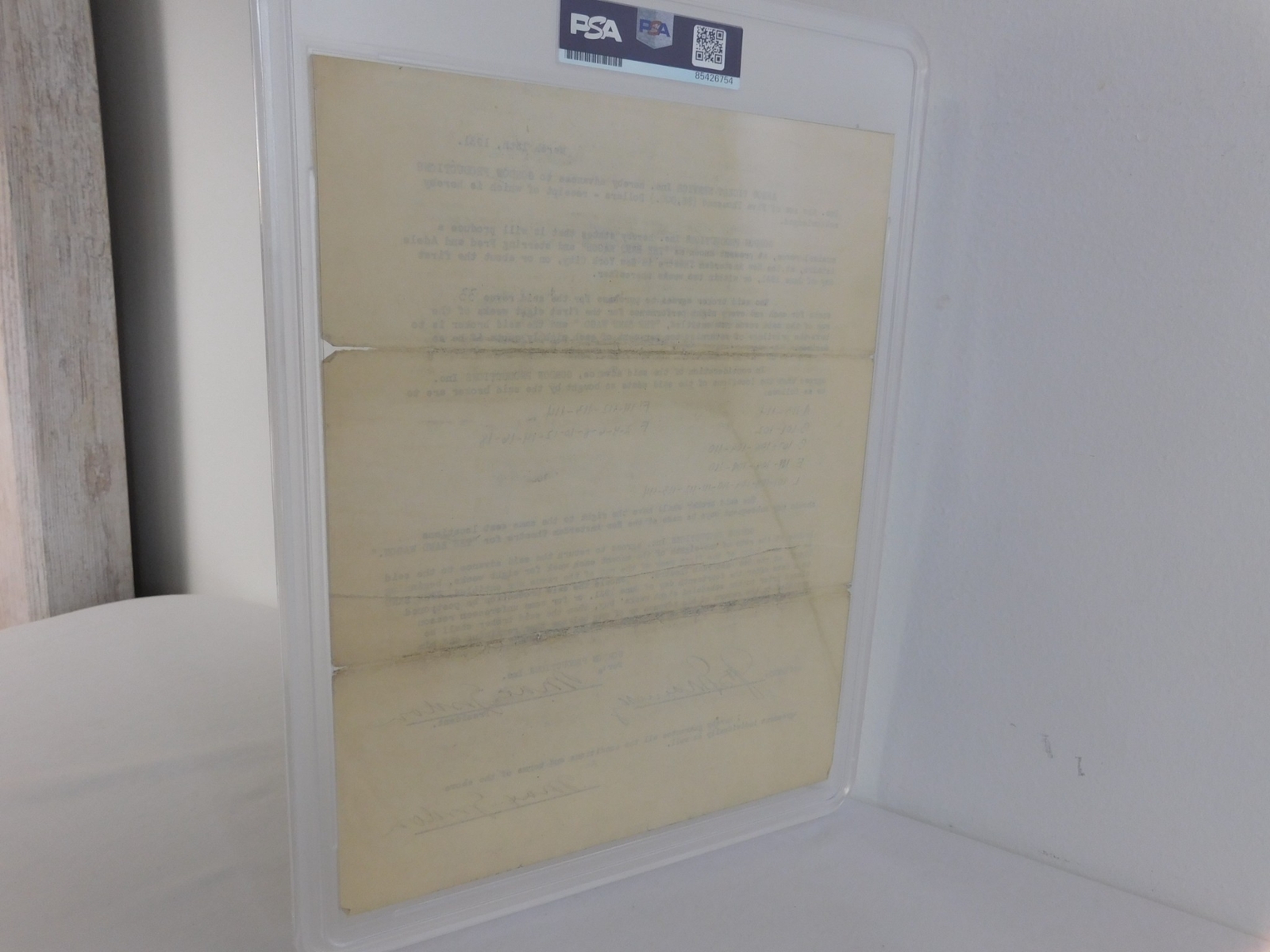 1931 Max Gordon Signed $5000 Contract “Band Wagon” Producer PSA Encapsulated