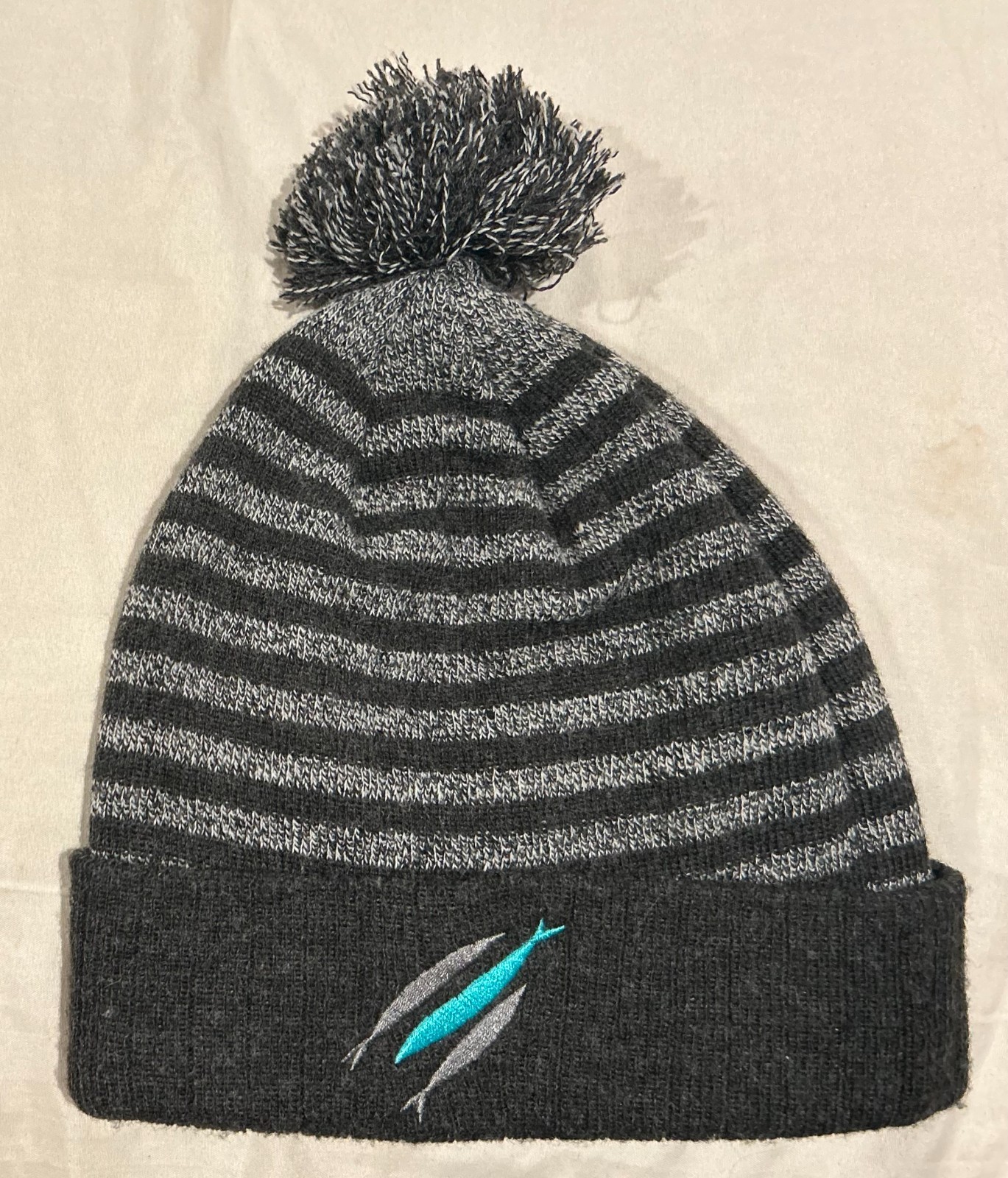 The Chosen Pom Beanie Hat Adult Unisex EUC Black Gray Against the Current Merch