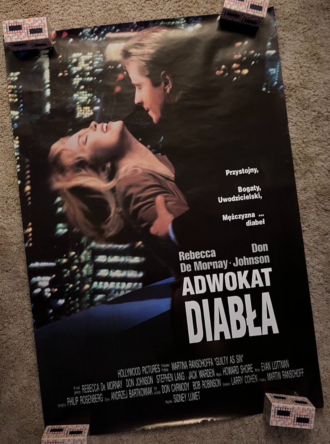ROLLED GUILTY AS SIN 1993 POLISH MOVIE POSTER 26.5×38.5 DON JOHNSON STEPHEN LANG