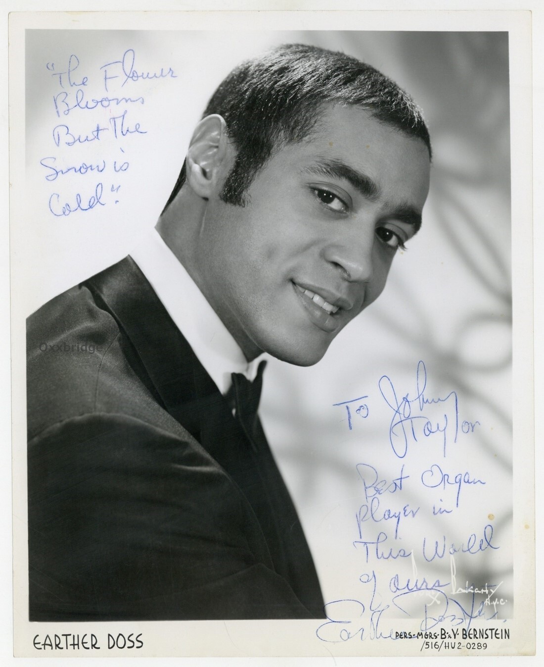 Earther Doss 1962 Doo Wop Singer 8×10 Signed Photo ABC Paramount Northern Soul