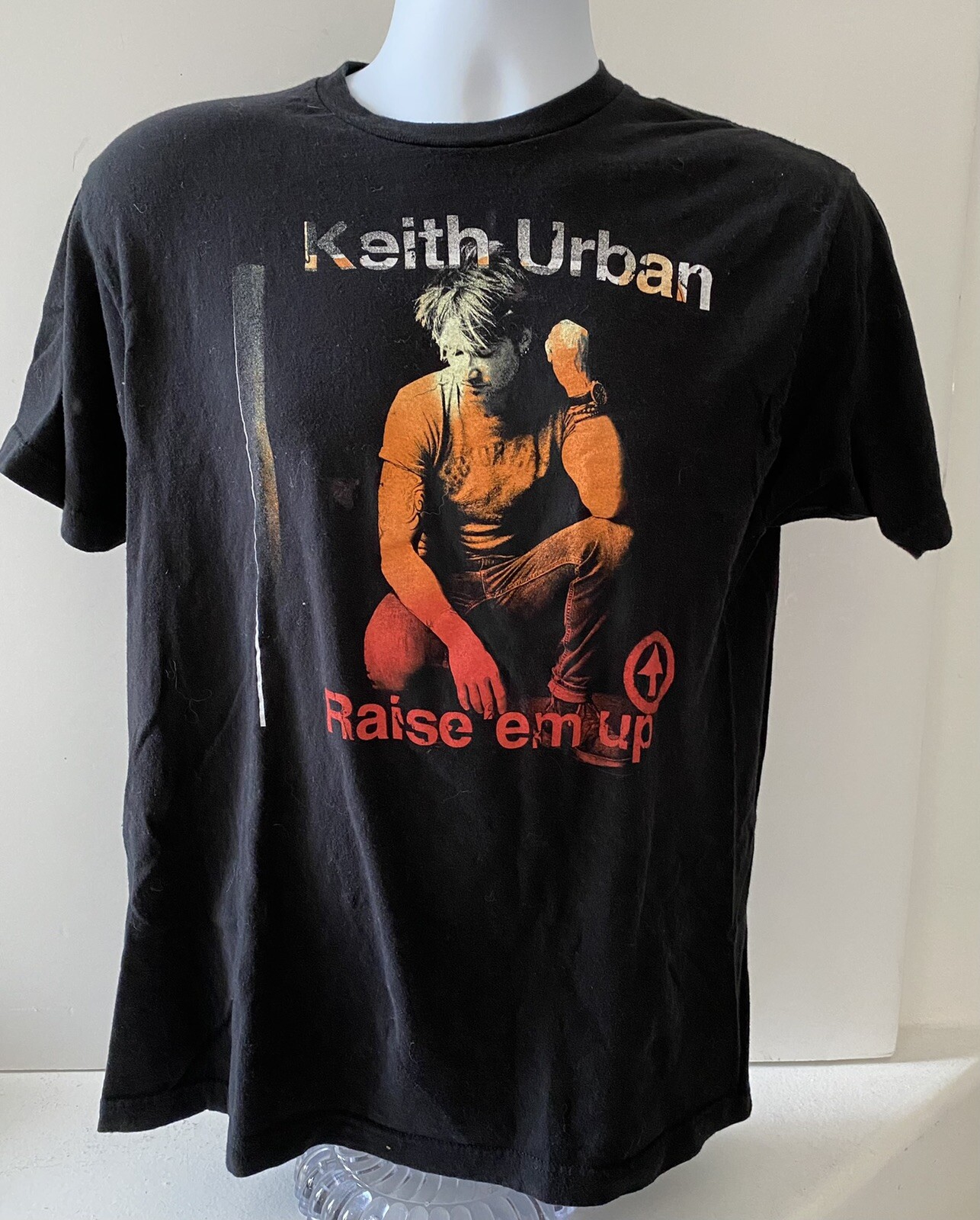 Keith Urban 2014 Raise ‘Em Up Black Tour T Shirt Large Tour Dates on Back Tulex
