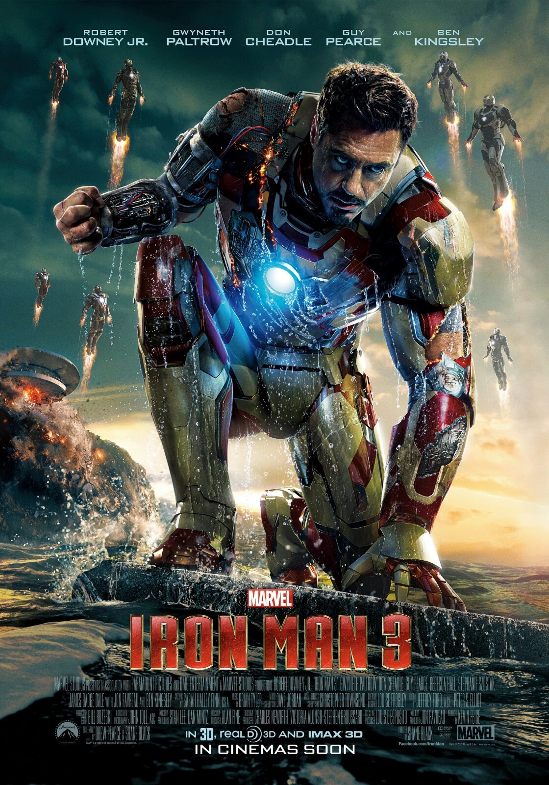 2013 Iron Man 3 Movie Poster 11X17 Tony Stark Robert Downey Jr Iron Patriot 🍿
