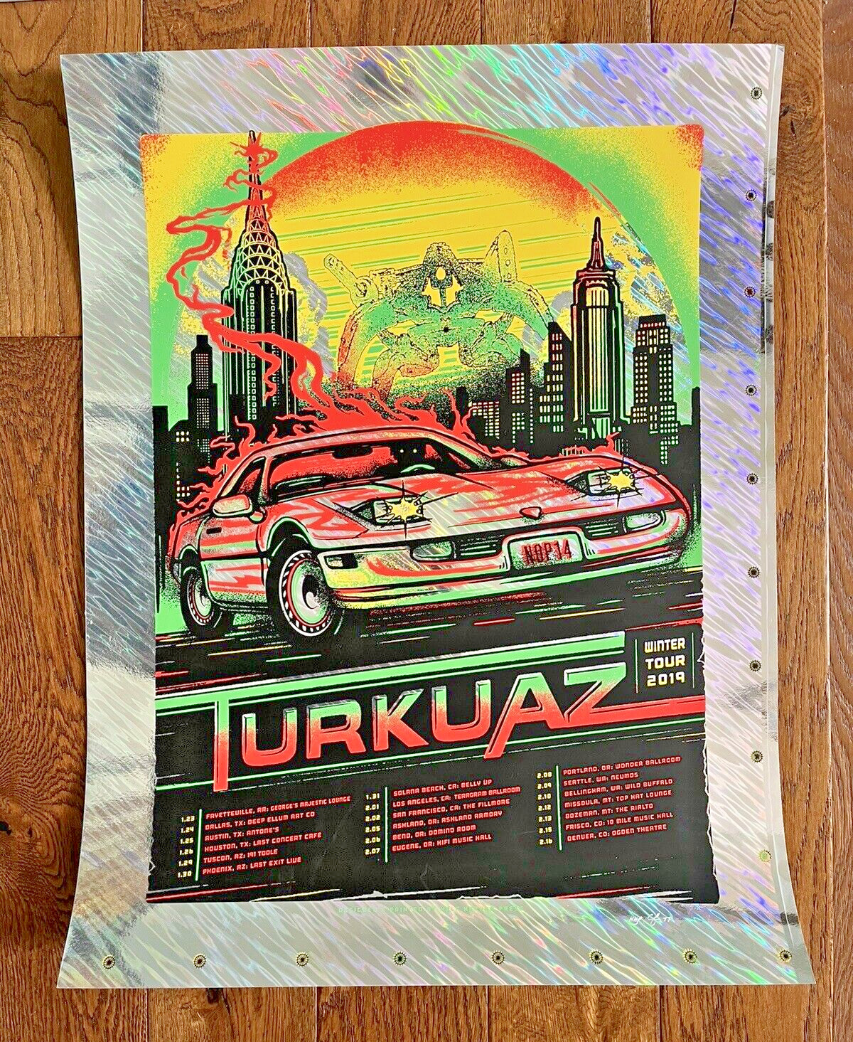 Half Hazard Press Turkuaz 2019 Winter Tour Foil Poster Test Print 20 x 26 Signed