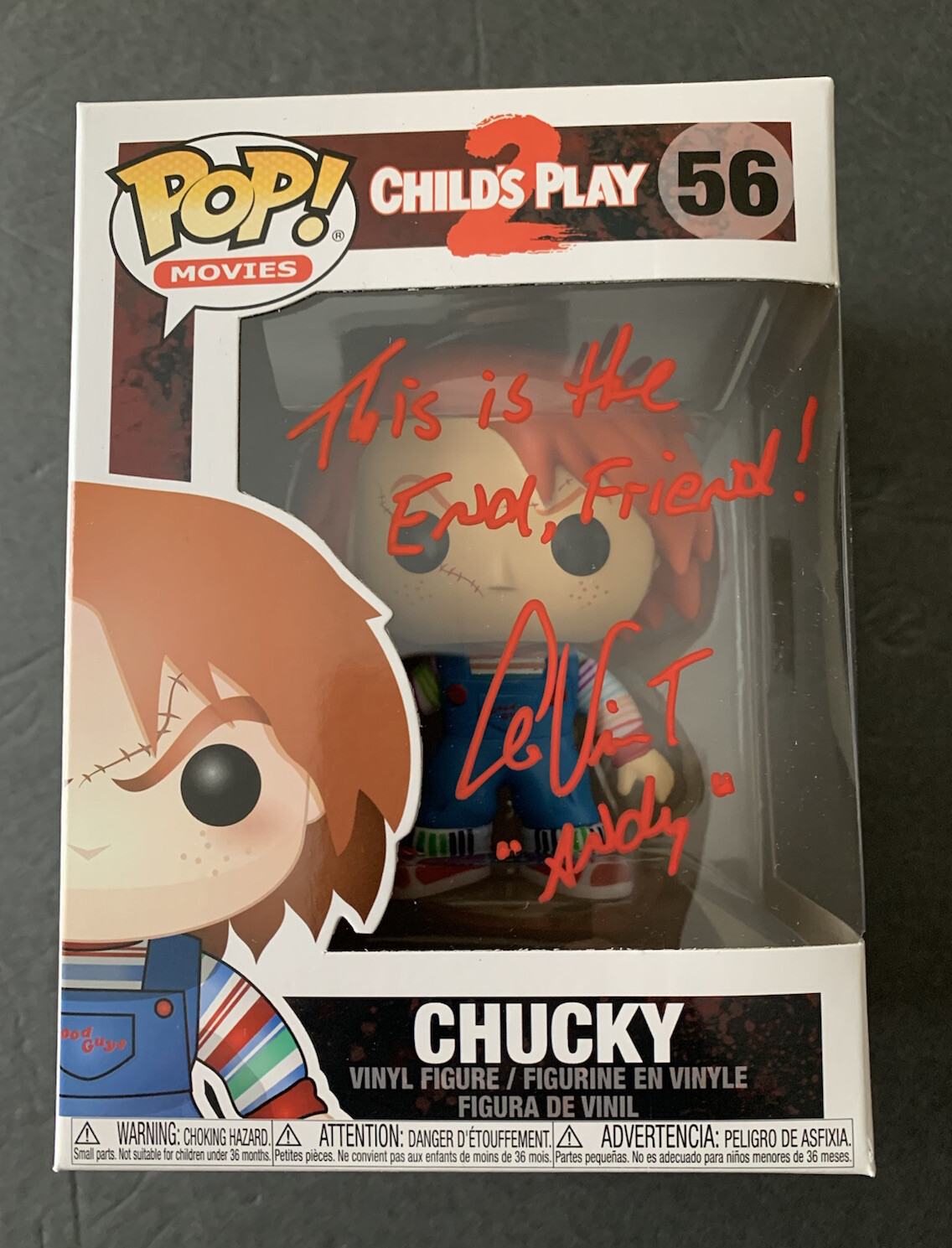 Alex Vincent Signed Chucky Funko Pop 56 & Quote Child’s Play autographed proof
