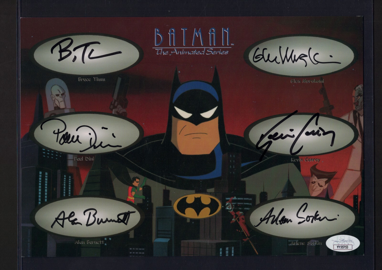 BATMAN THE ANIMATED SERIES CAST SIGNED PHOTO TIMM DINI CONROY SORKIN++ JSA COA